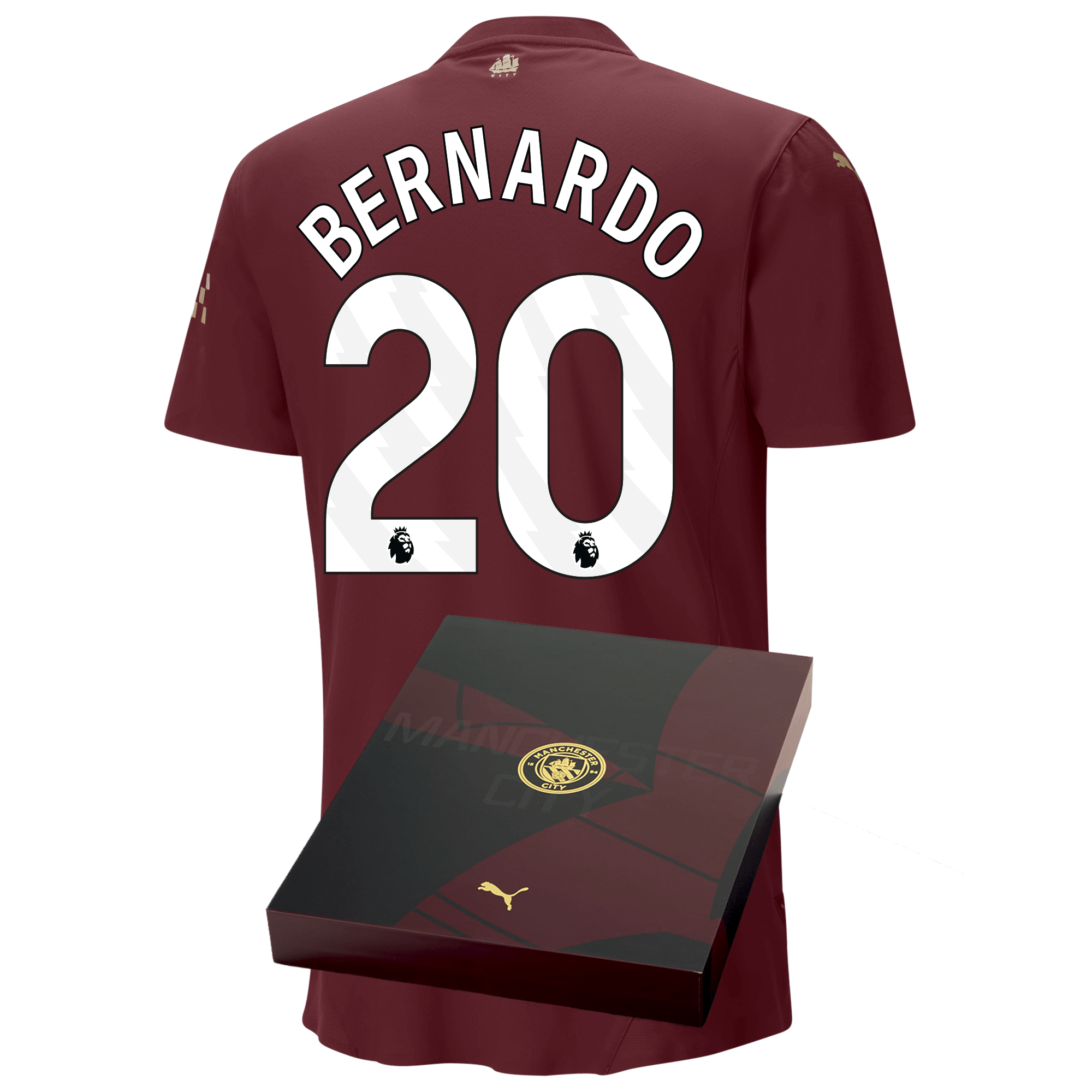 manchester city authentic third jersey burgundy 202425 with bernardo 20 printing in gift box | Offizieller Manchester City Store