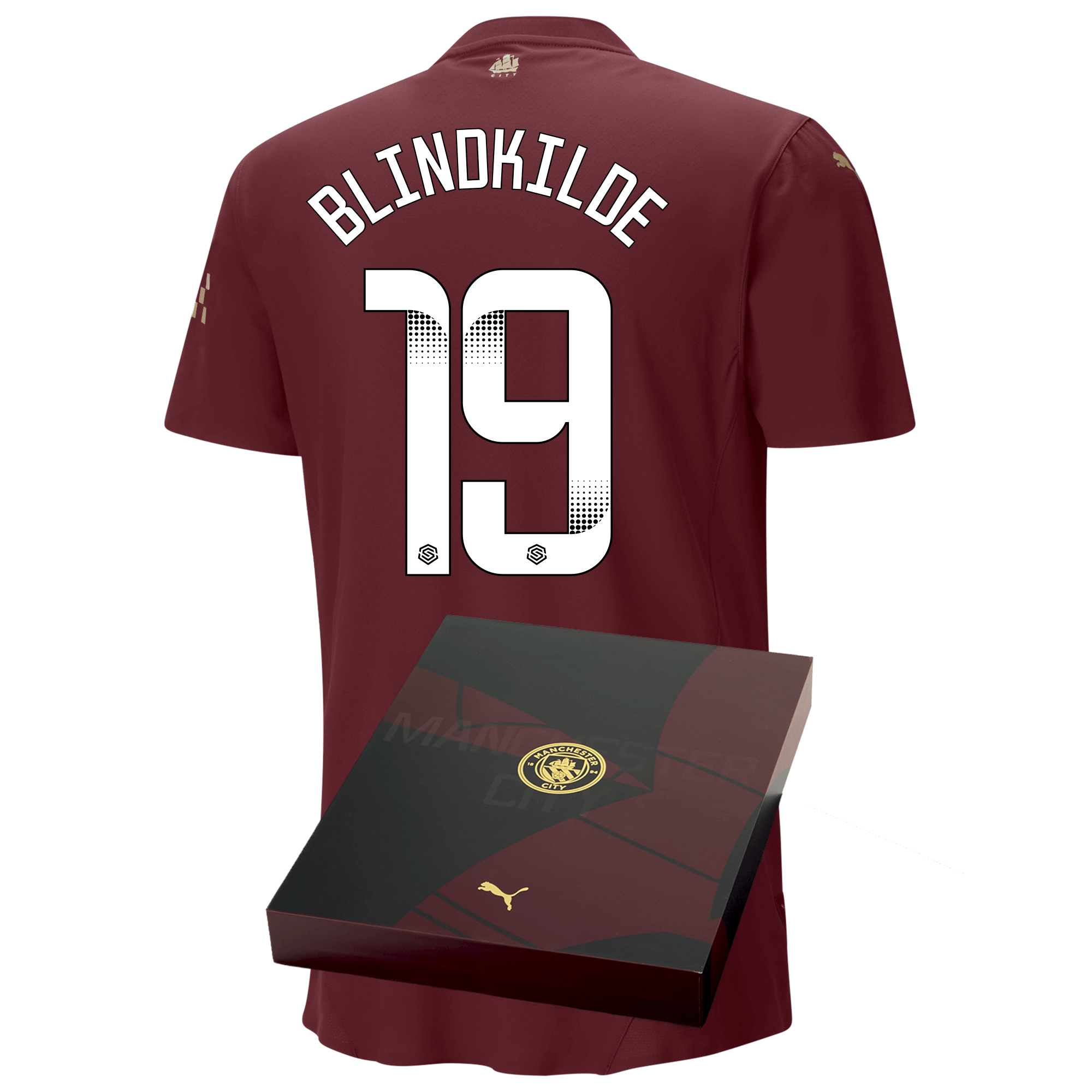 manchester city authentic third jersey burgundy 202425 with blindkilde 19 printing in gift box | Offizieller Manchester City Store