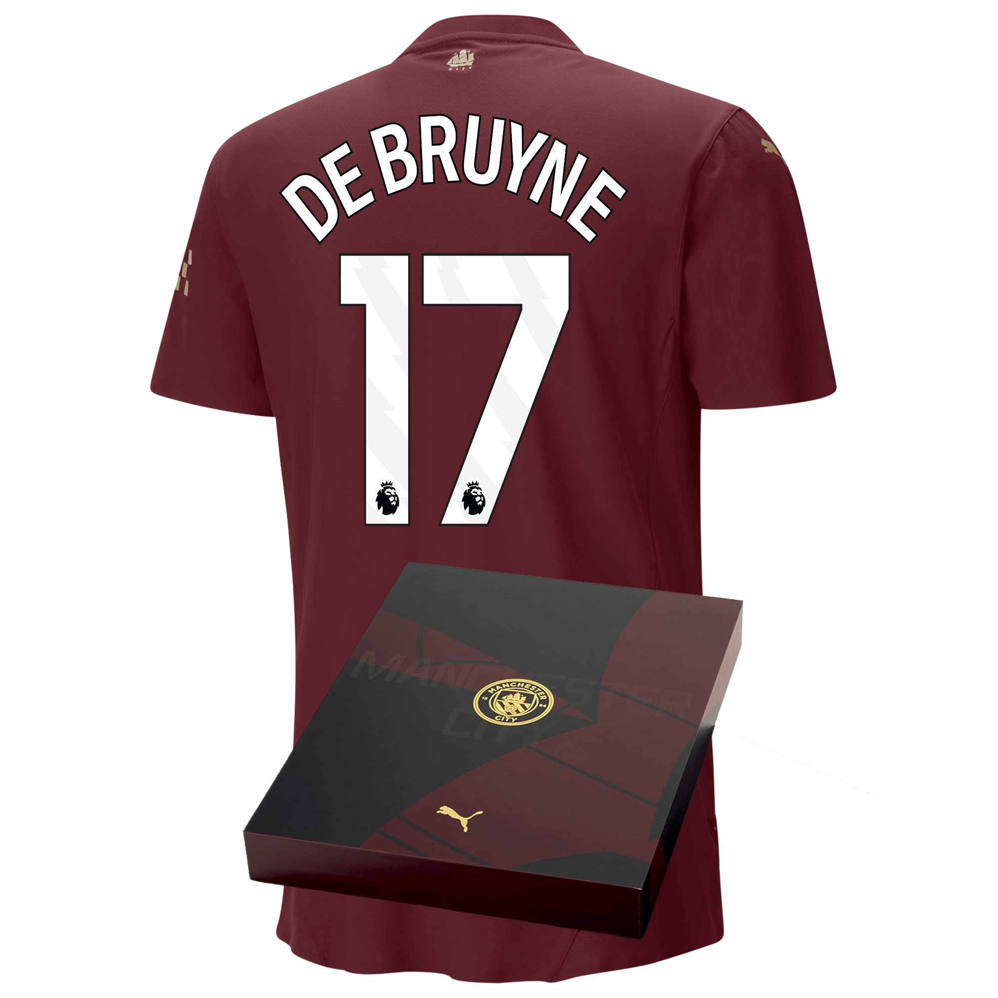 manchester city authentic third jersey burgundy 202425 with de bruyne 17 printing in gift box | Offizieller Manchester City Store