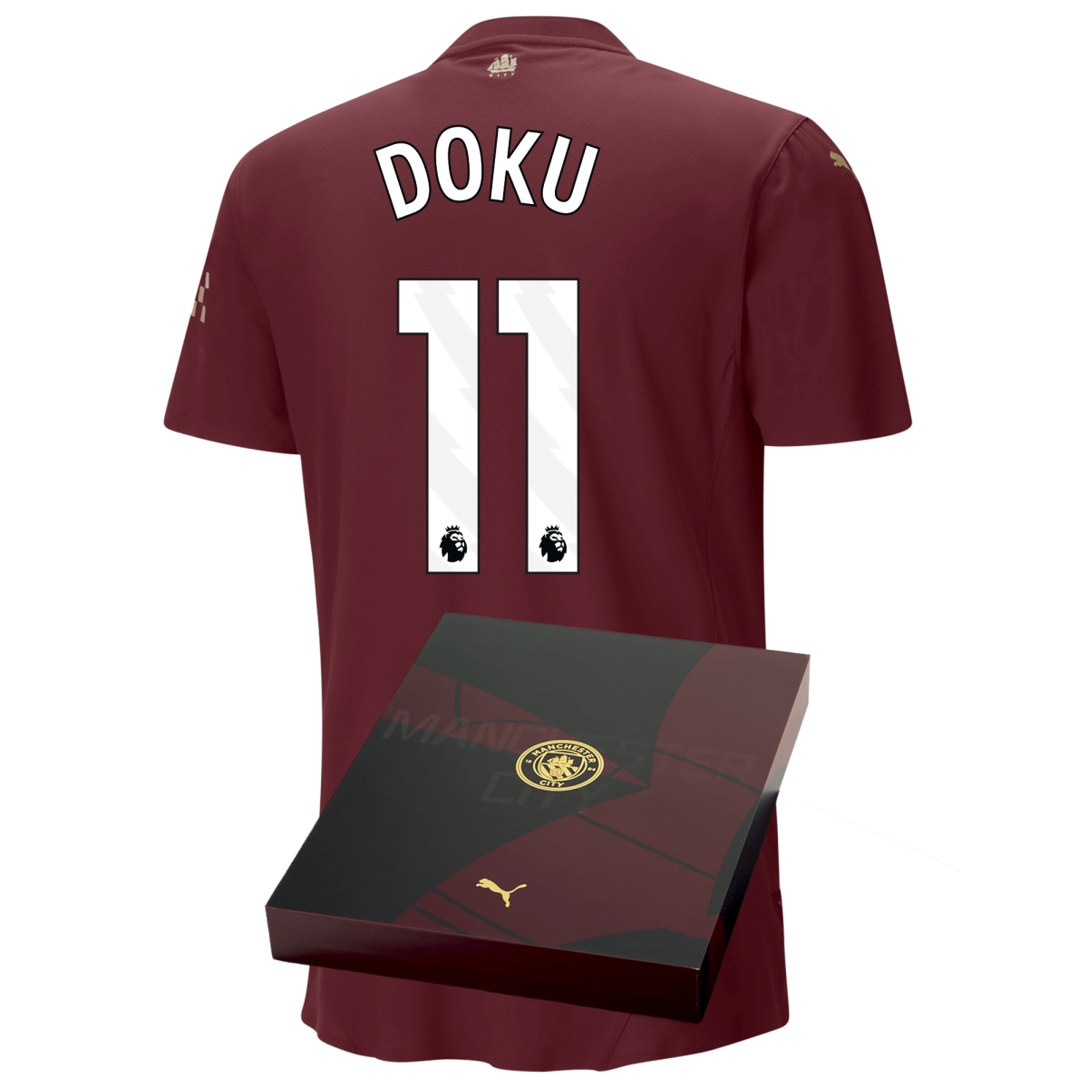 manchester city authentic third jersey burgundy 202425 with doku 11 printing in gift box | Offizieller Manchester City Store