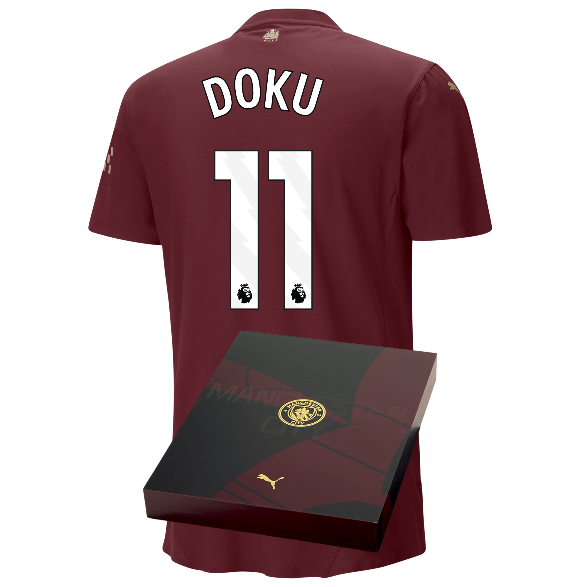 manchester city authentic third jersey burgundy 202425 with doku 11 printing in gift box | Offizieller Manchester City Store