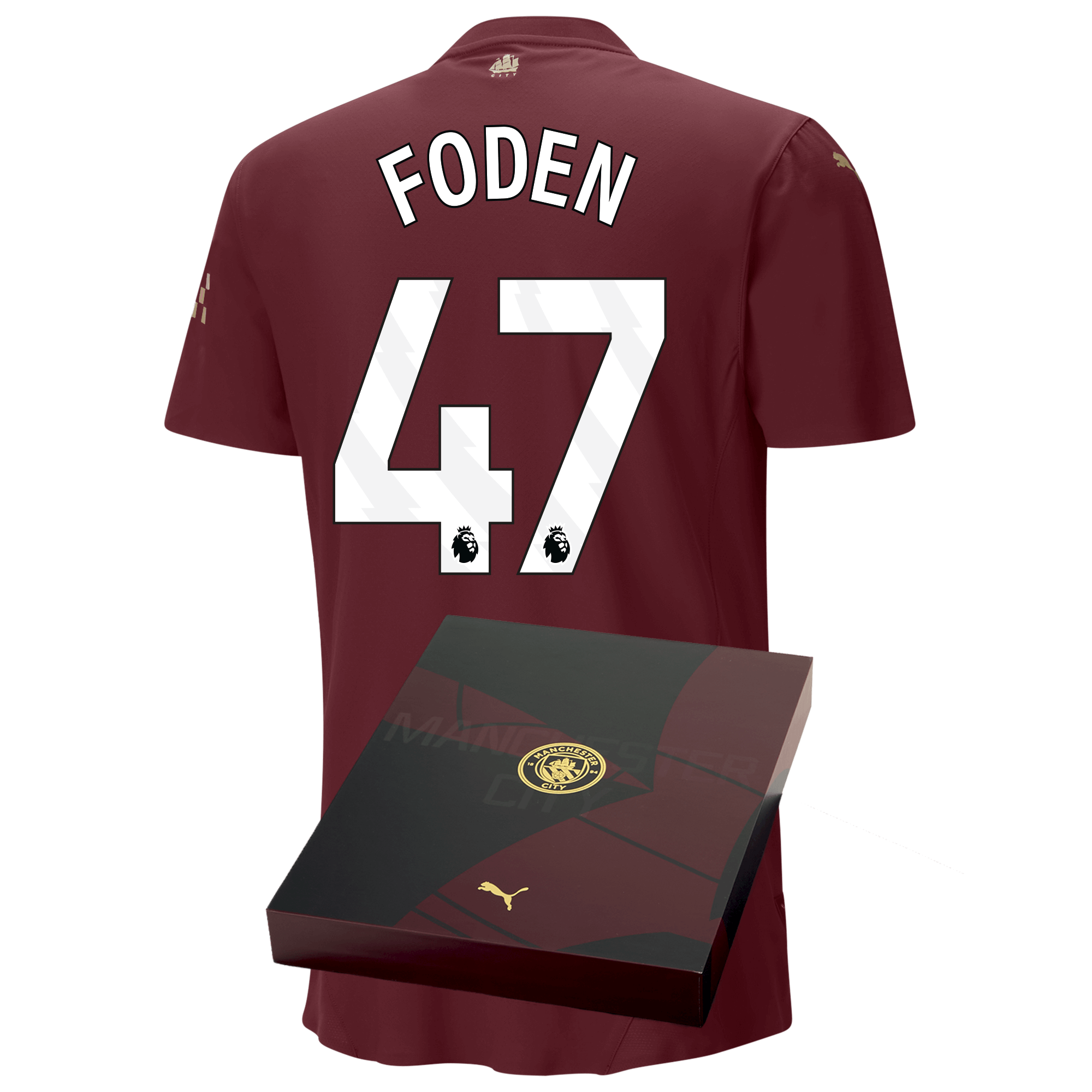 manchester city authentic third jersey burgundy 202425 with foden 47 printing in gift box | Offizieller Manchester City Store