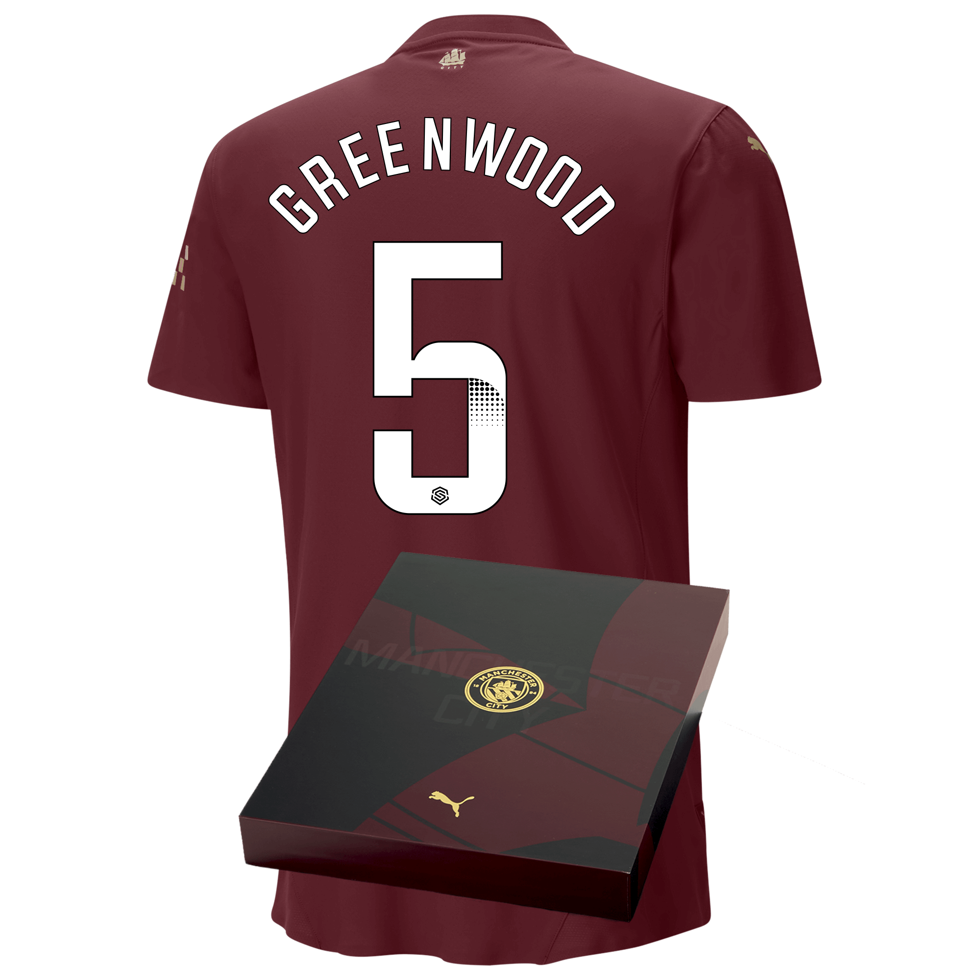 manchester city authentic third jersey burgundy 202425 with greenwood 5 printing in gift box | Offizieller Manchester City Store