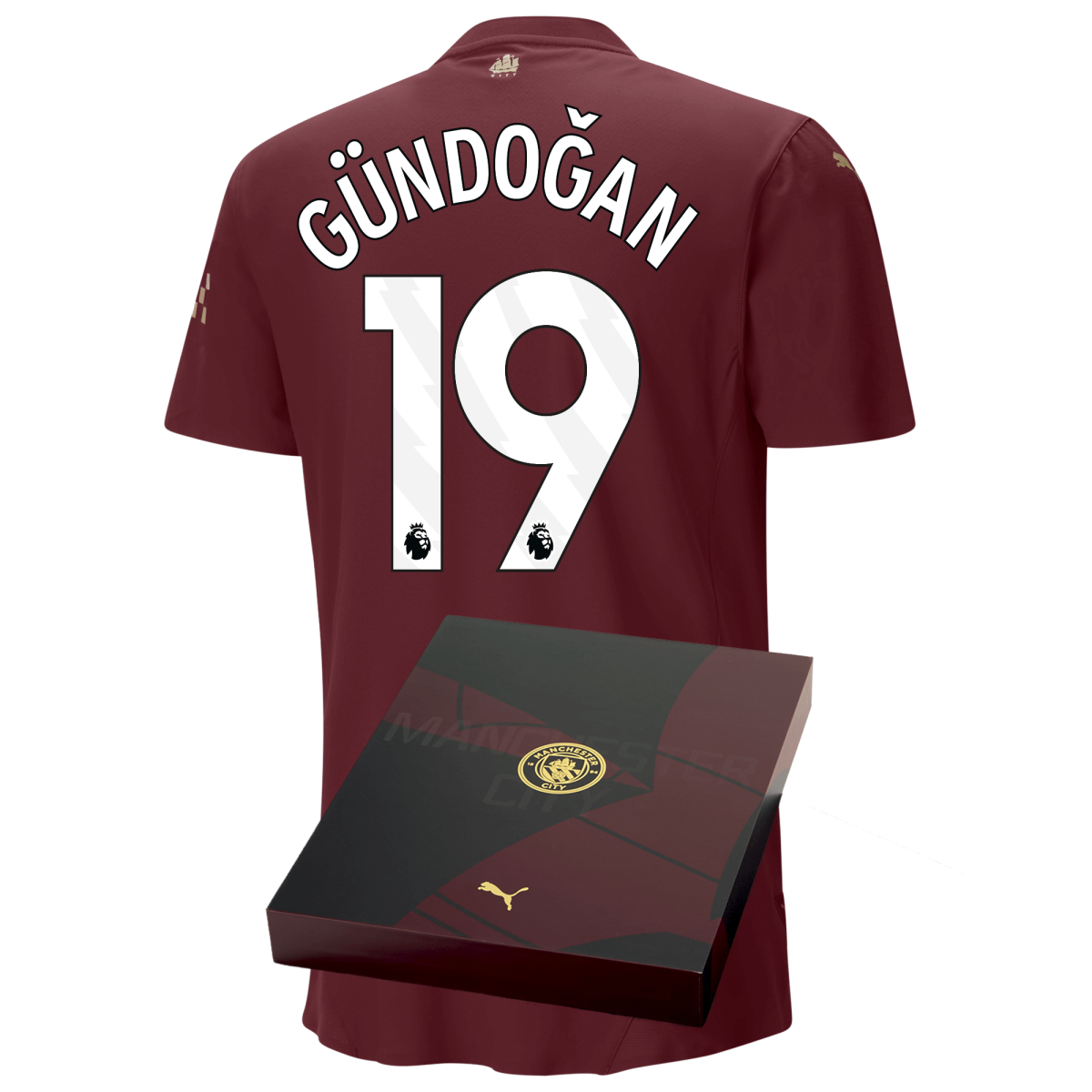 manchester city authentic third jersey burgundy 202425 with gÜndoĞan 19 printing in gift box | Offizieller Manchester City Store