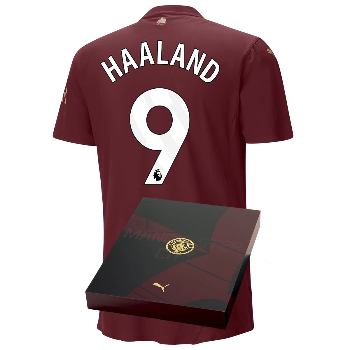 manchester city authentic third jersey burgundy 202425 with haaland 9 printing in gift box | Offizieller Manchester City Store