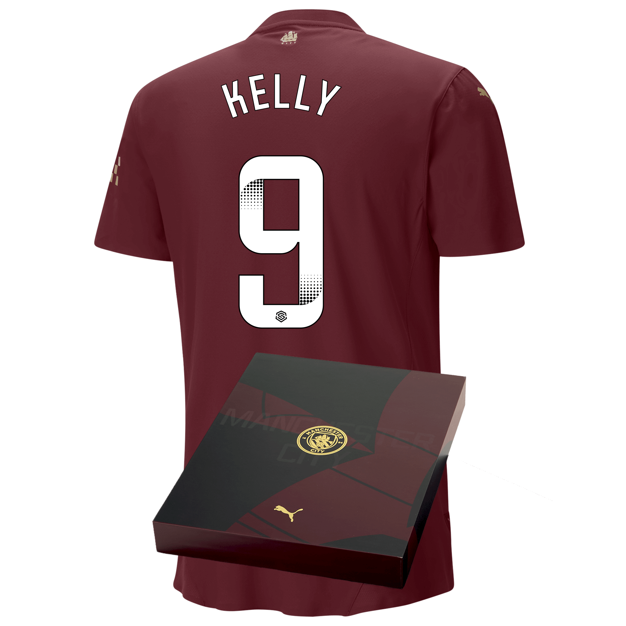 manchester city authentic third jersey burgundy 202425 with kelly 9 printing in gift box | Offizieller Manchester City Store