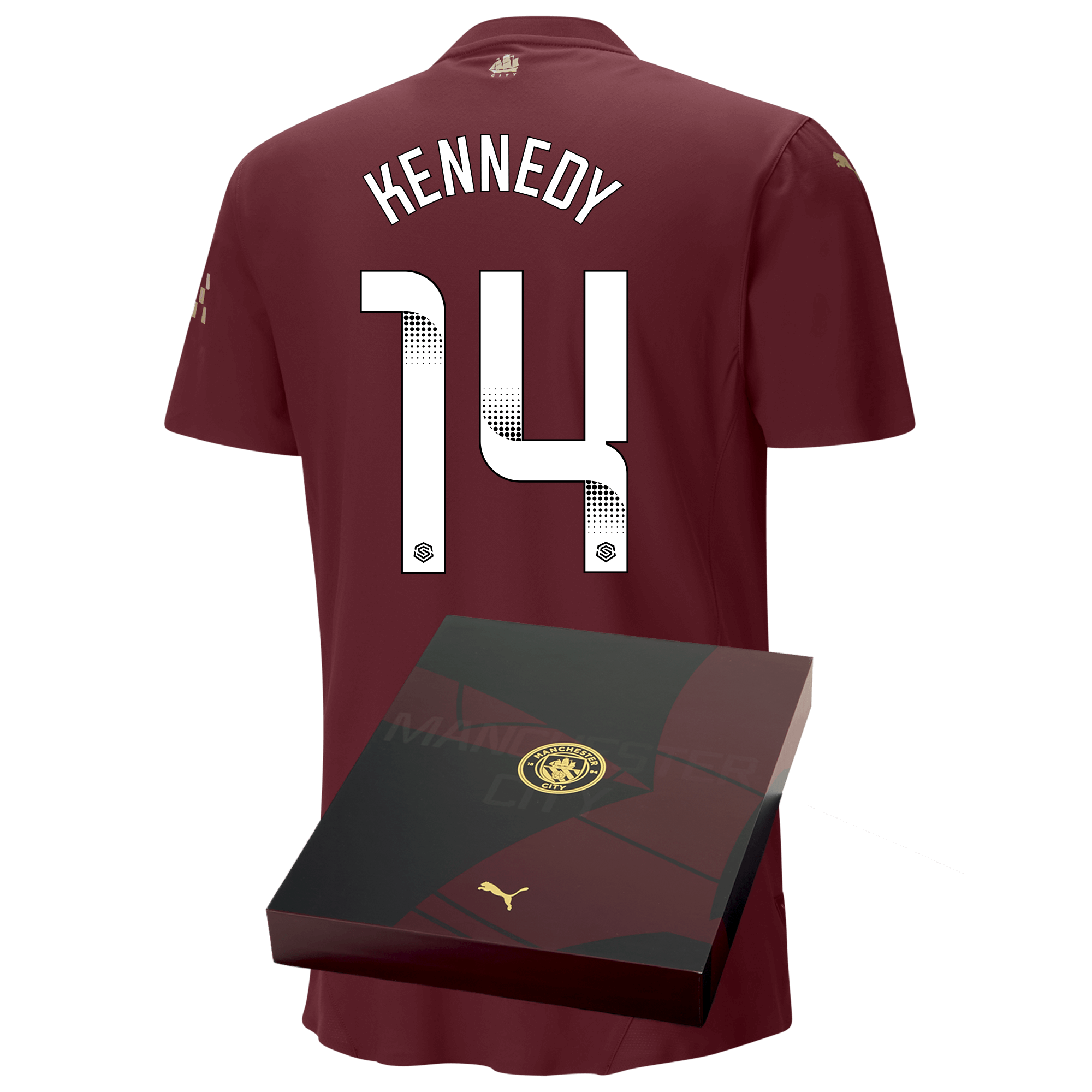 manchester city authentic third jersey burgundy 202425 with kennedy 14 printing in gift box | Offizieller Manchester City Store
