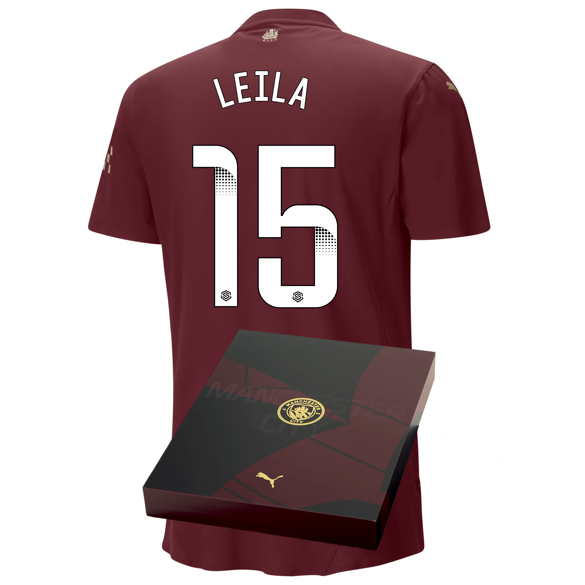 manchester city authentic third jersey burgundy 202425 with leila 15 printing in gift box | Offizieller Manchester City Store
