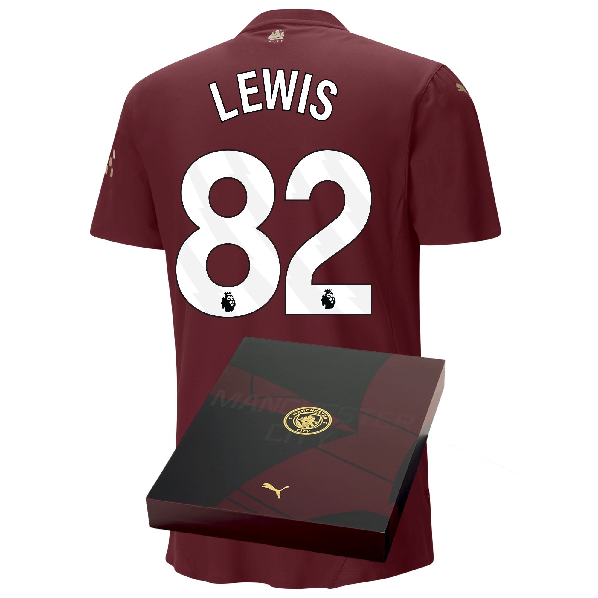 manchester city authentic third jersey burgundy 202425 with lewis 82 printing in gift box | Offizieller Manchester City Store