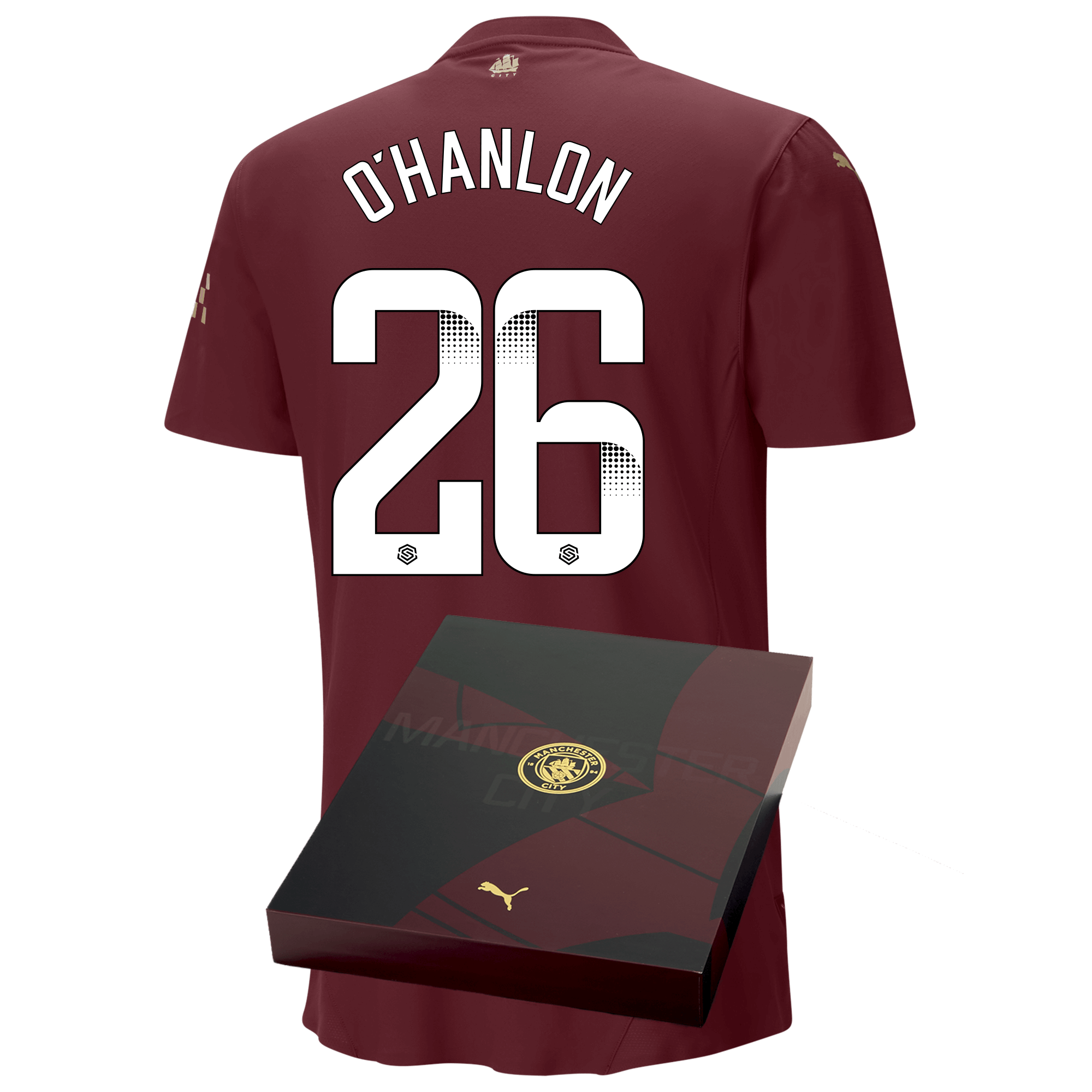 manchester city authentic third jersey burgundy 202425 with ohanlon 26 printing in gift box | Offizieller Manchester City Store