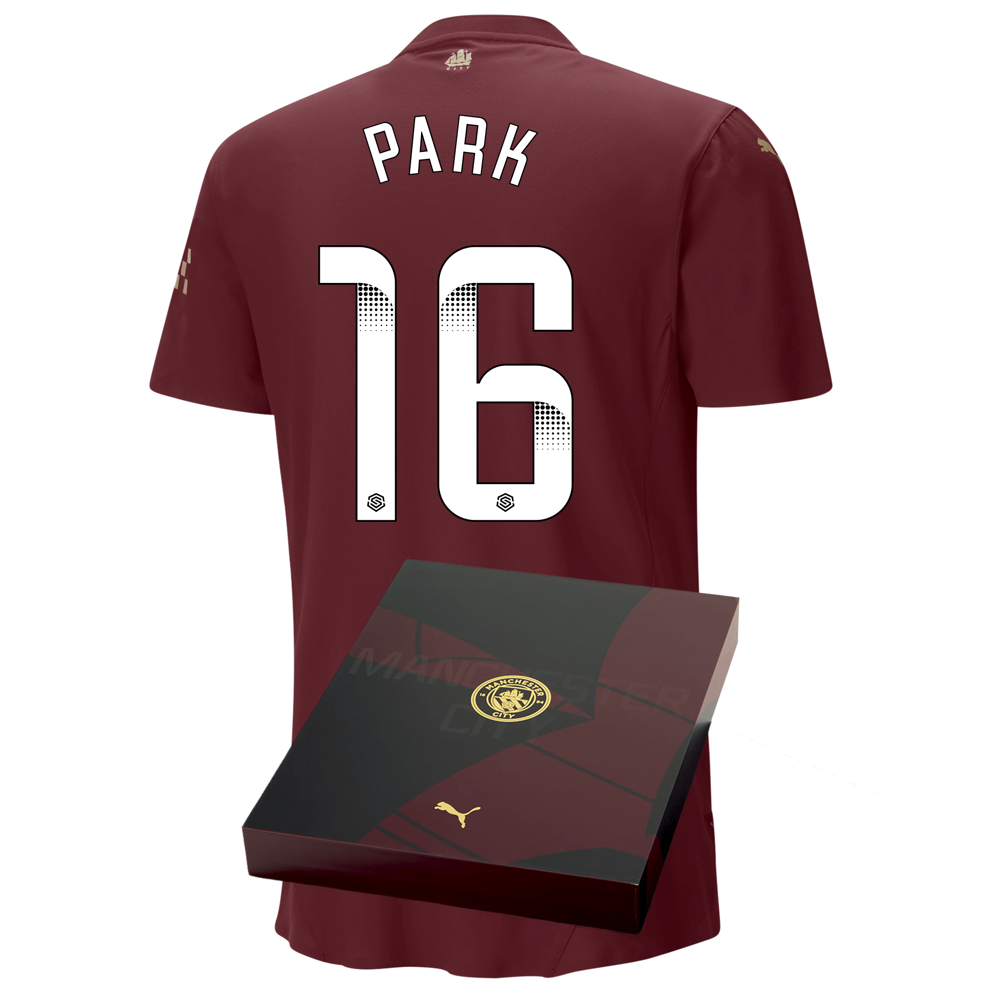 manchester city authentic third jersey burgundy 202425 with park 16 printing in gift box | Offizieller Manchester City Store