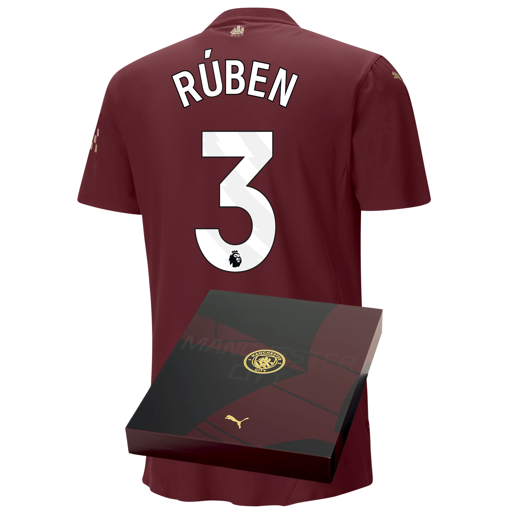 manchester city authentic third jersey burgundy 202425 with rÚben 3 printing in gift box | Offizieller Manchester City Store