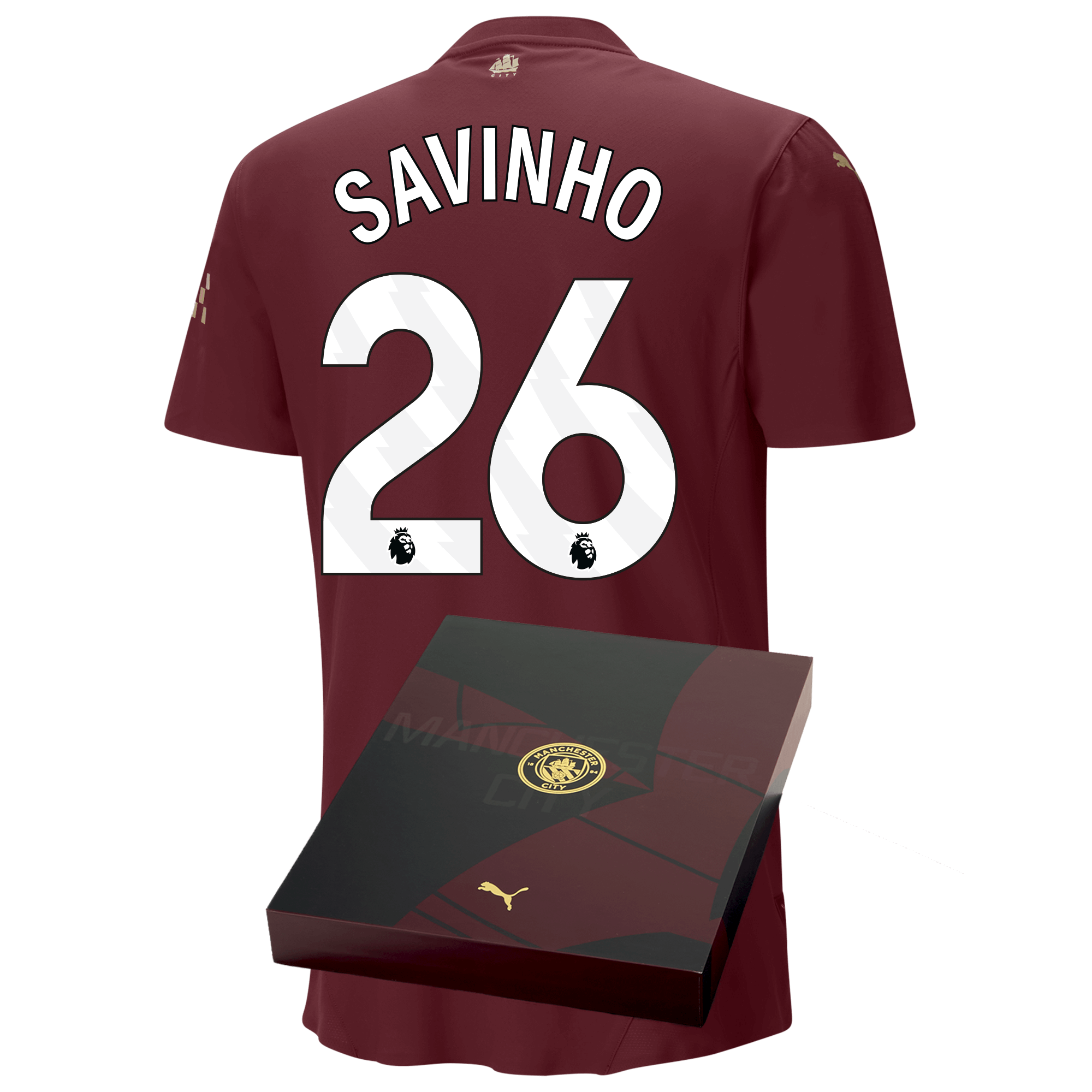 manchester city authentic third jersey burgundy 202425 with savinho 26 printing in gift box | Offizieller Manchester City Store