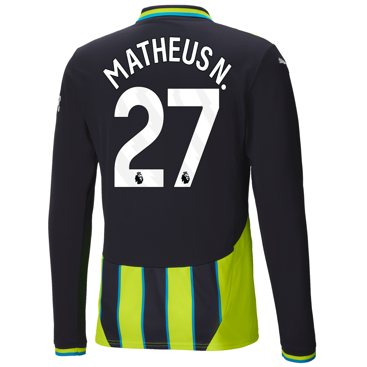 manchester city away jersey 202425 long sleeve with matheus n. 27 printing | Offizieller Manchester City Store