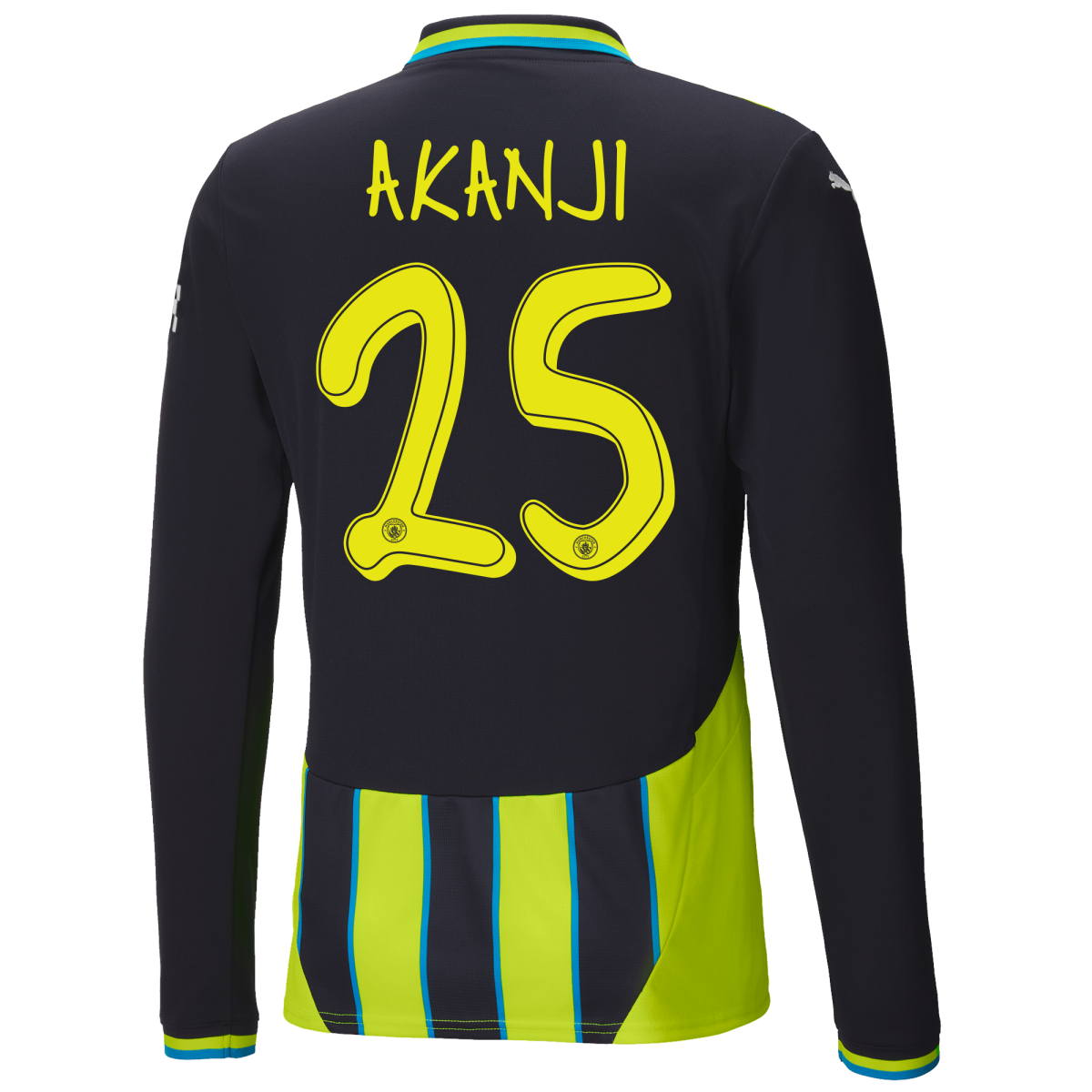 manchester city away jersey newnavy 202425 long sleeve with akanji 25 printing | Offizieller Manchester City Store