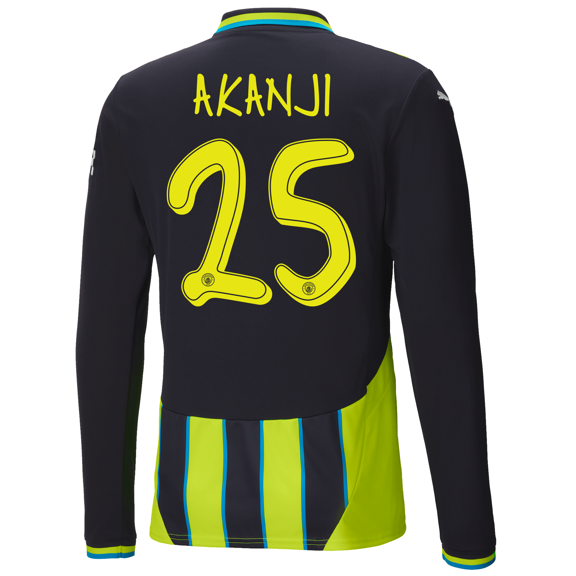 manchester city away jersey newnavy 202425 long sleeve with akanji 25 printing | Offizieller Manchester City Store