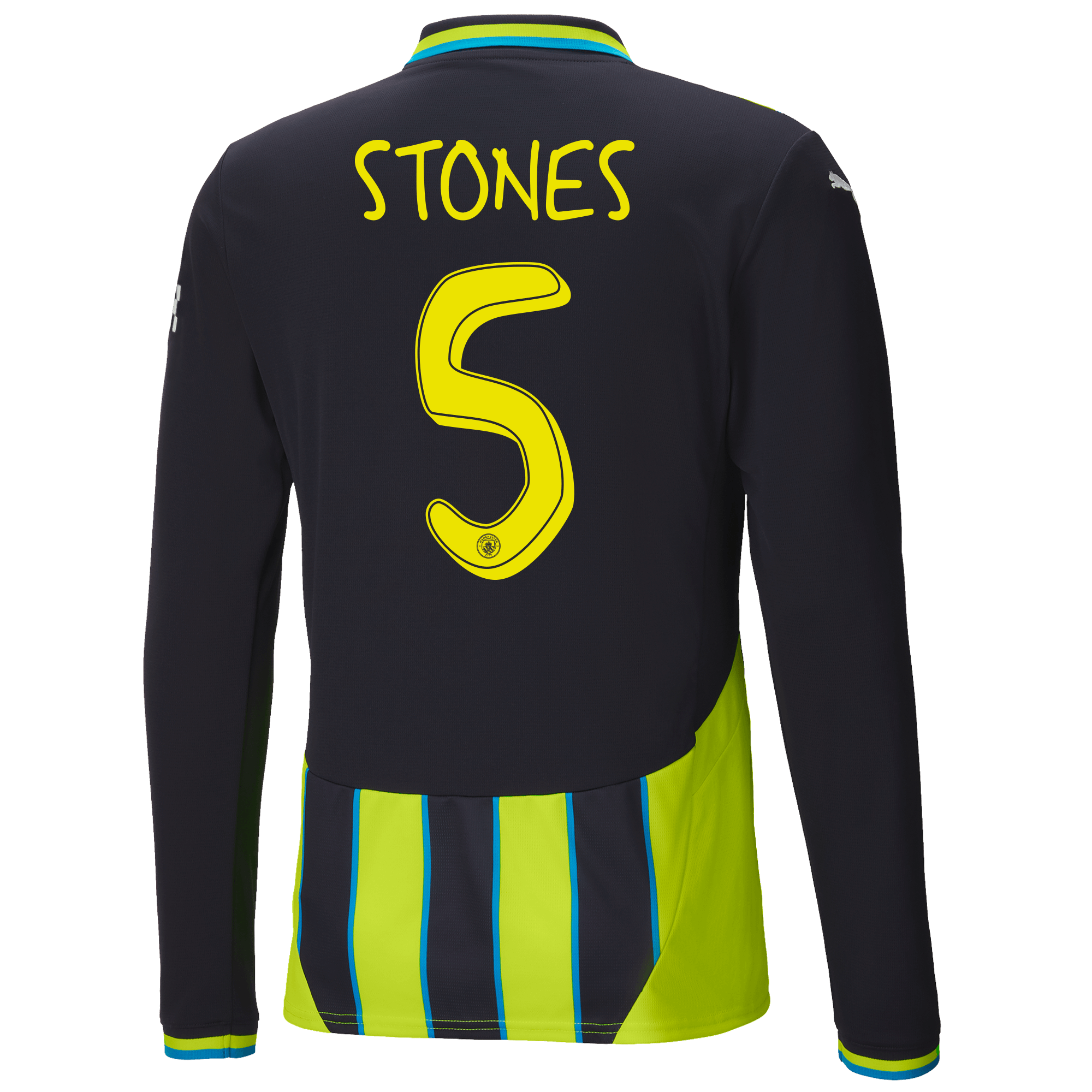 manchester city away jersey newnavy 202425 long sleeve with stones 5 printing | Offizieller Manchester City Store