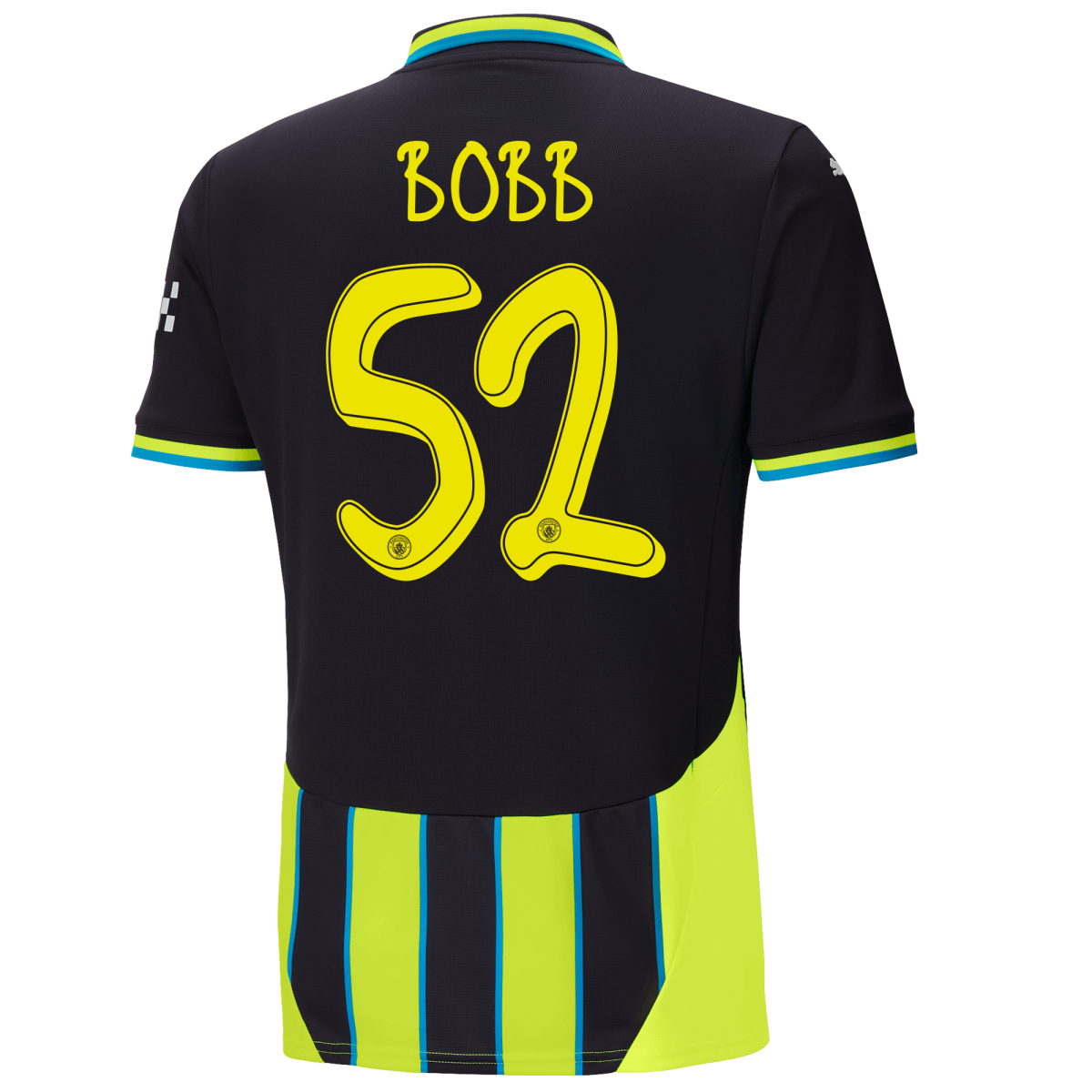 manchester city away jersey newnavy 202425 with bobb 52 printing | Offizieller Manchester City Store