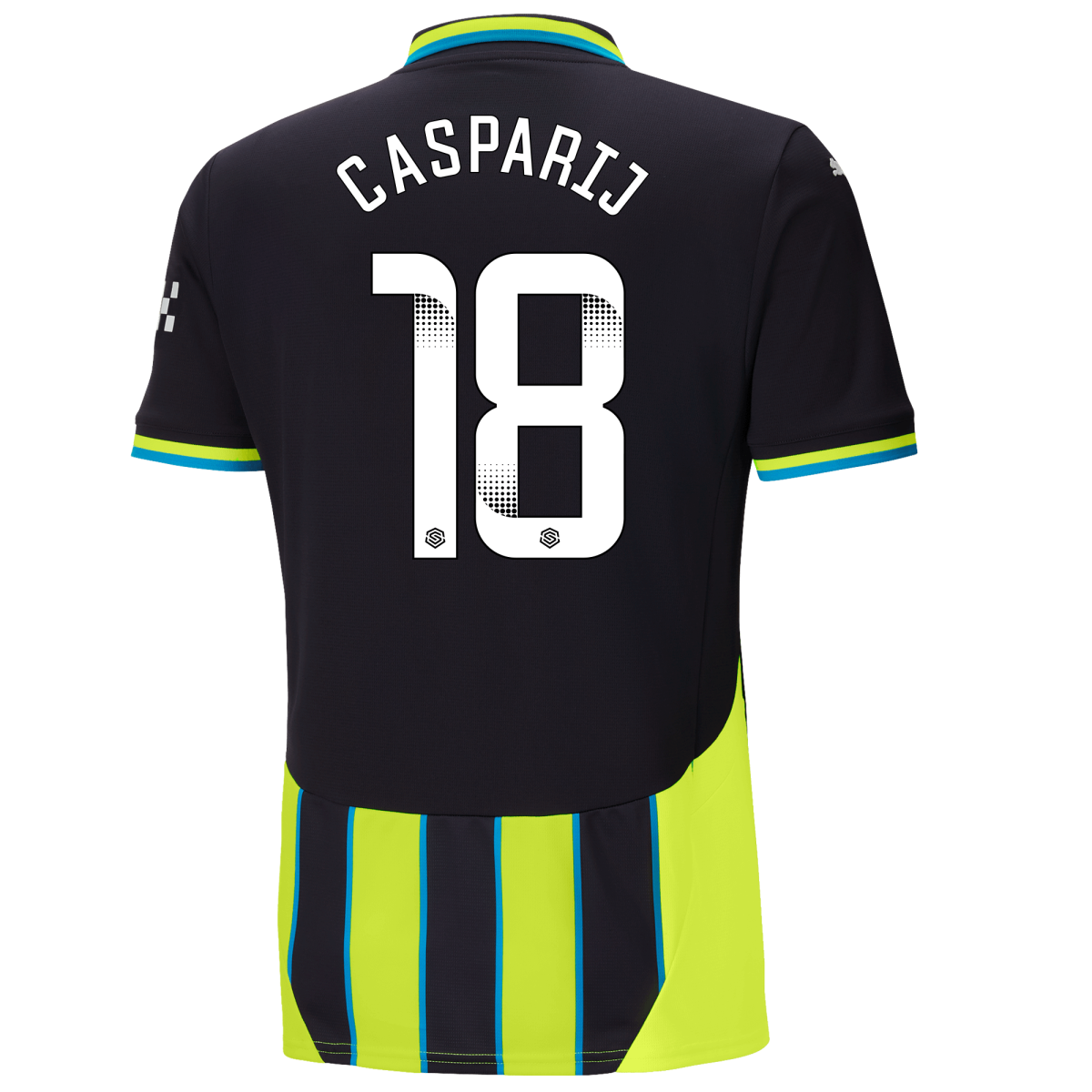 manchester city away jersey newnavy 202425 with casparij 18 printing | Offizieller Manchester City Store