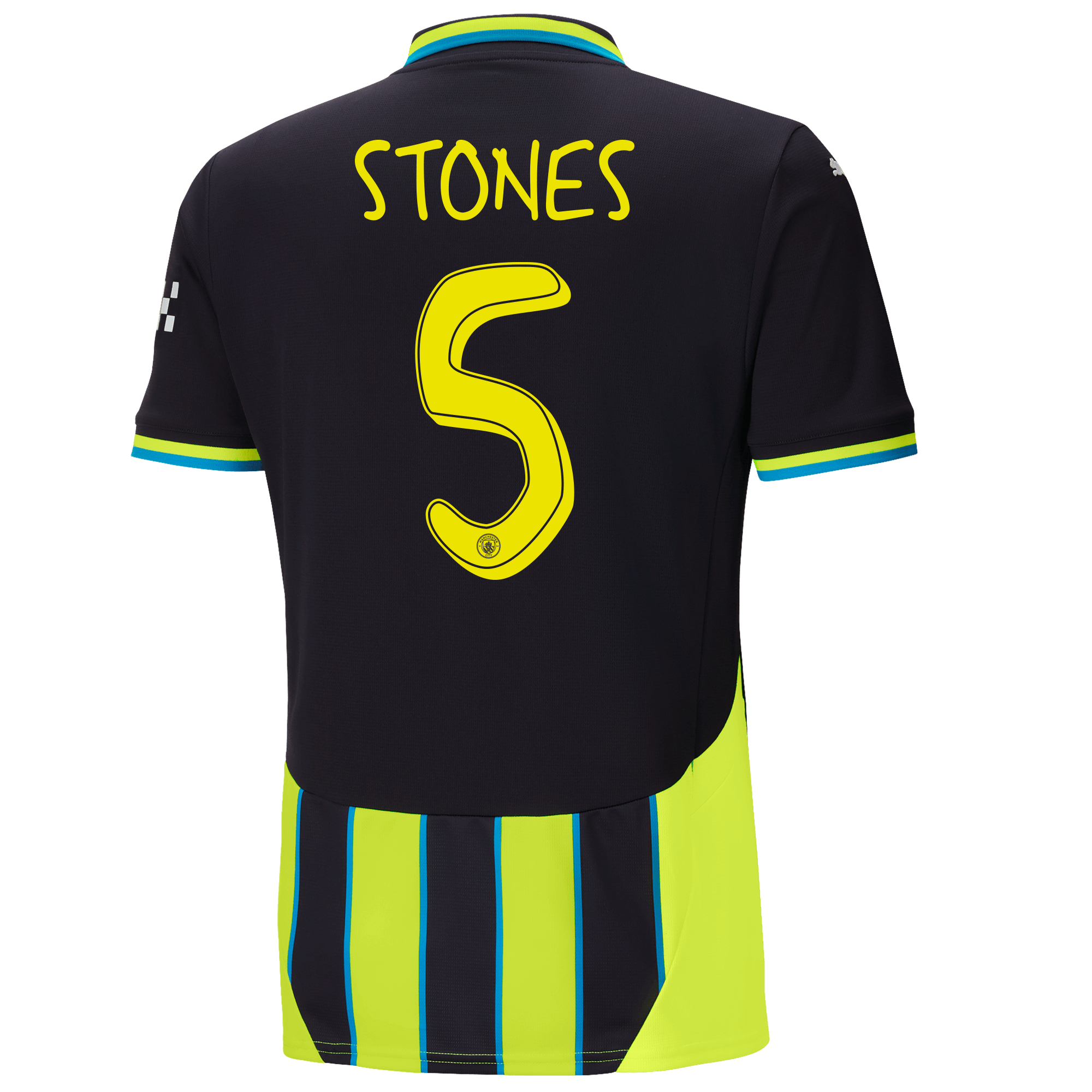 manchester city away jersey newnavy 202425 with stones 5 printing | Offizieller Manchester City Store