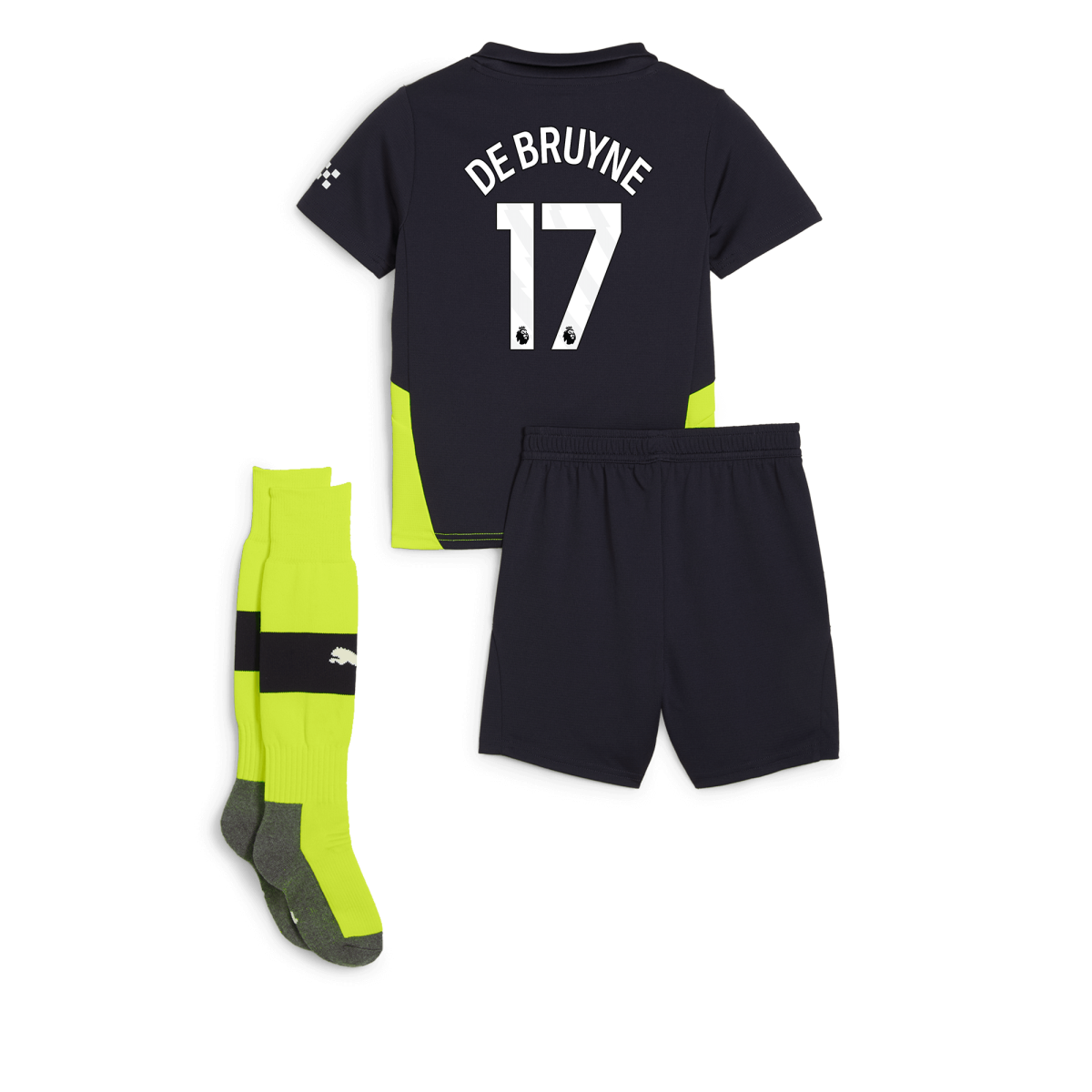 manchester city away mini kit newnavy 202425 with de bruyne 17 printing | Offizieller Manchester City Store