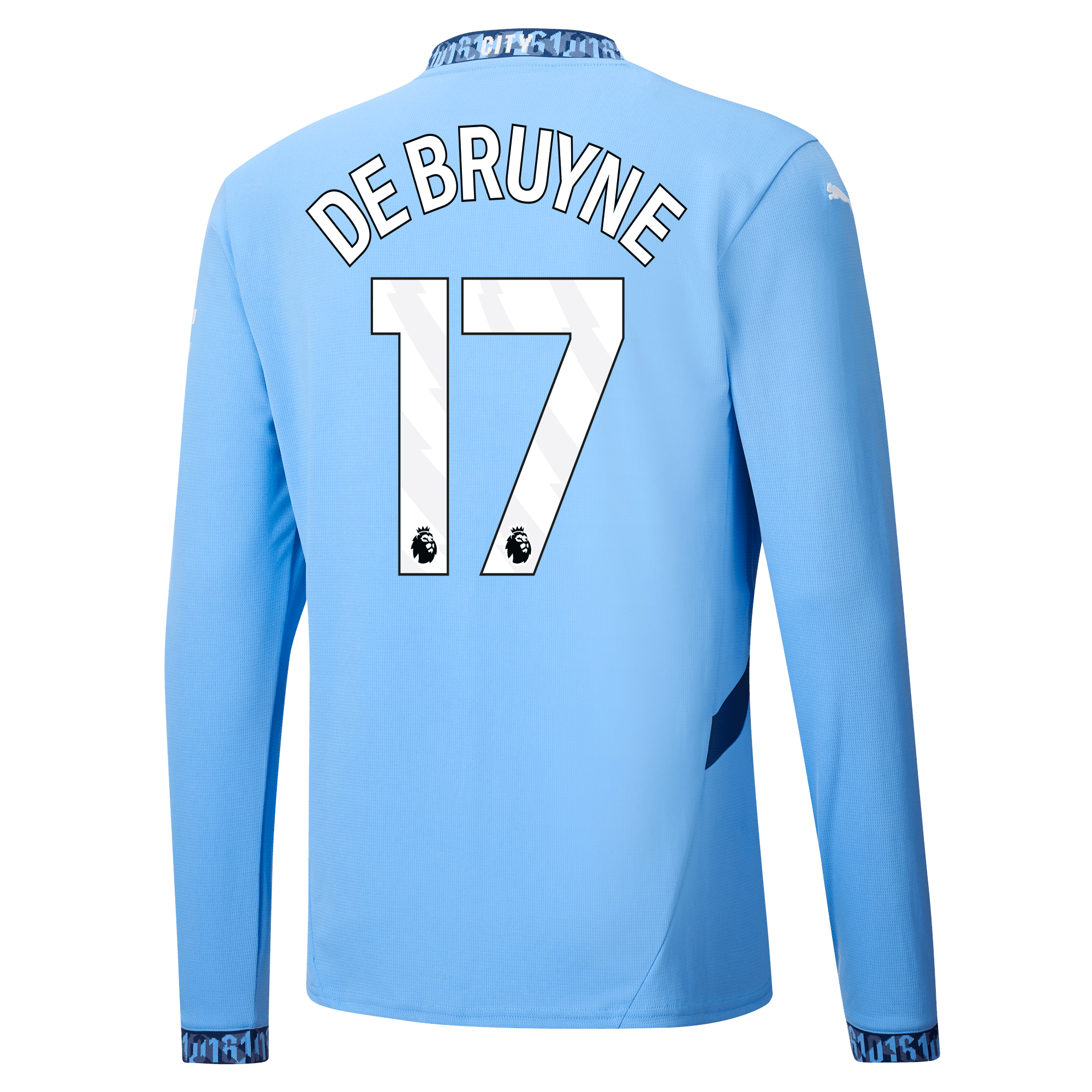 manchester city heimtrikot langarm teamlightblue 202425 mit de bruyne 17 aufdruck | Offizieller Manchester City Store