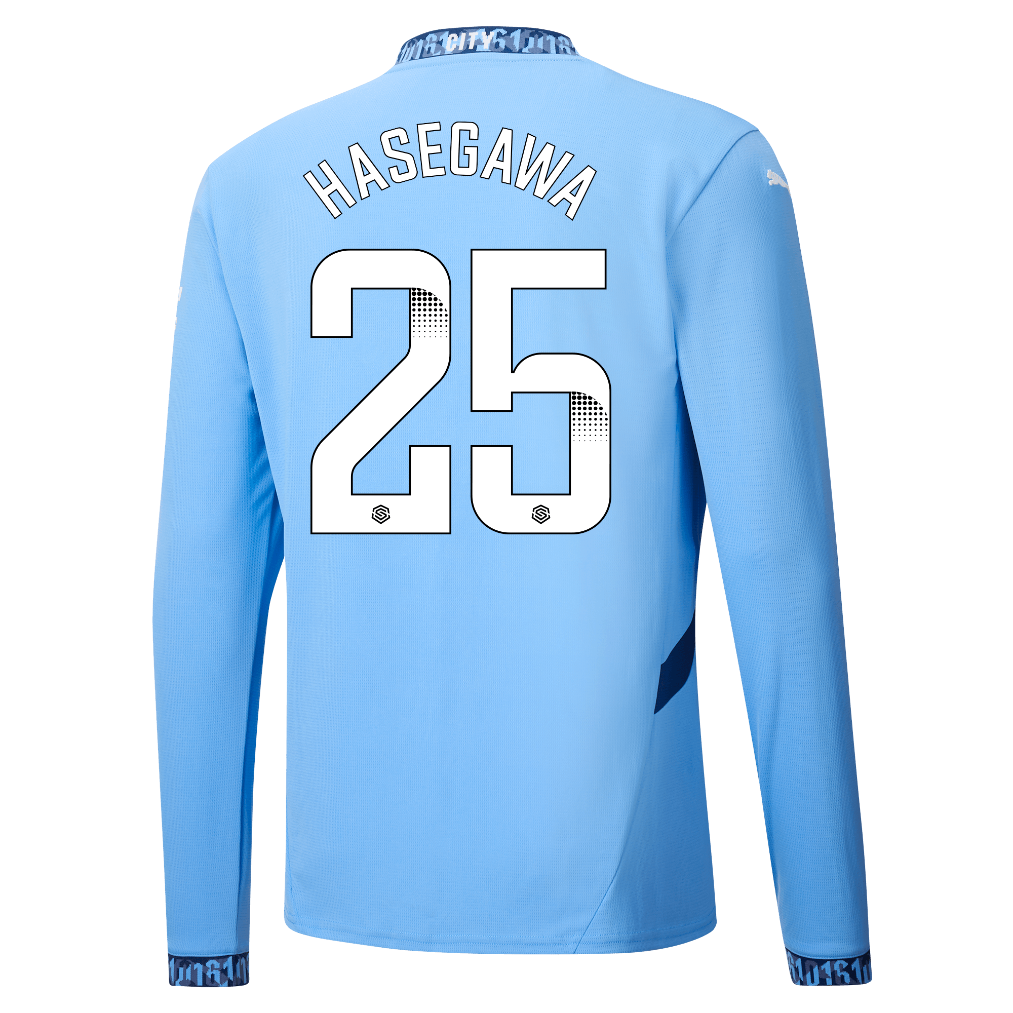 manchester city heimtrikot langarm teamlightblue 202425 mit hasegawa 25 aufdruck | Offizieller Manchester City Store