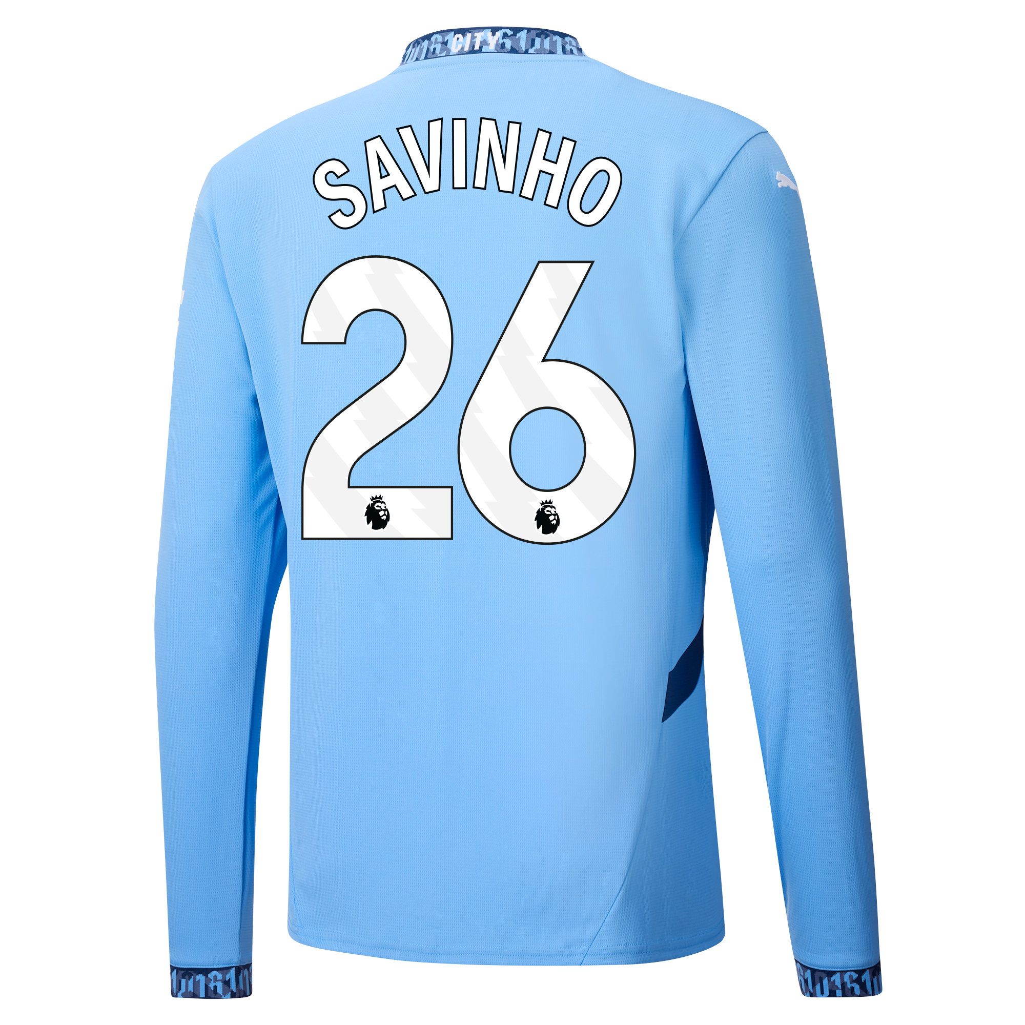 manchester city home jersey teamlightblue 202425 long sleeve with savinho 26 printing | Offizieller Manchester City Store