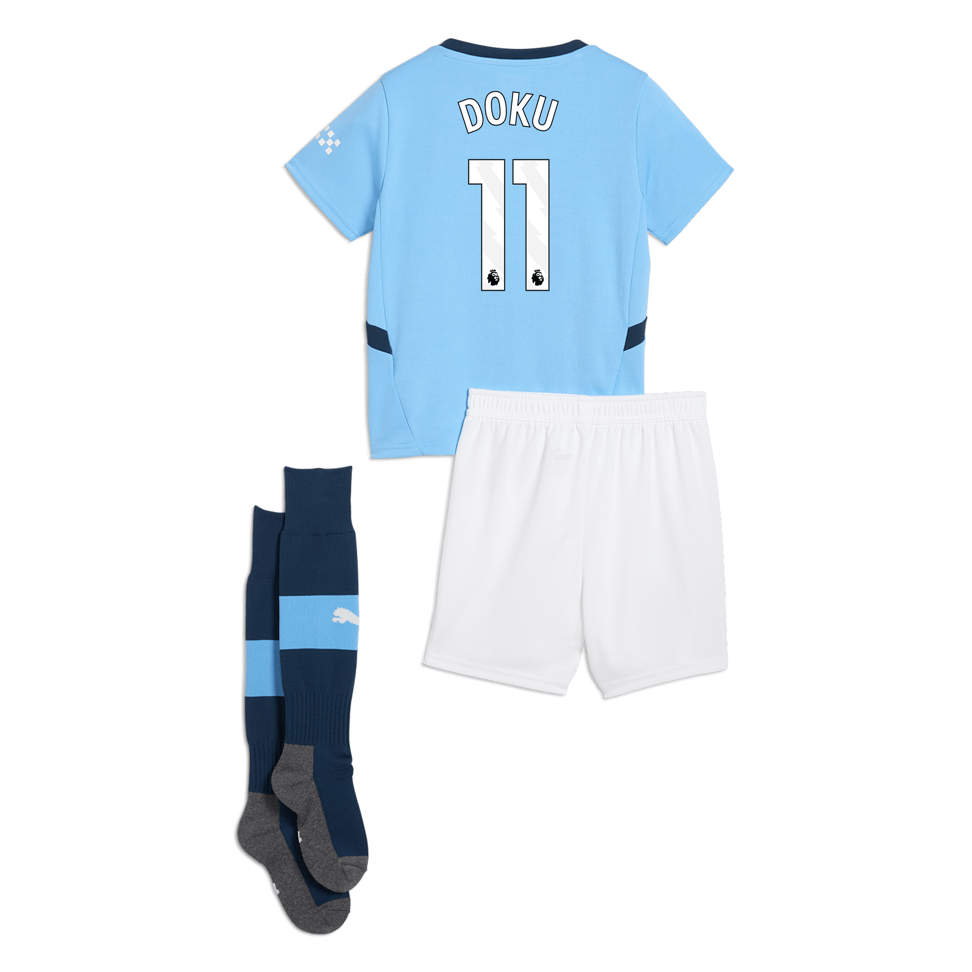 manchester city home mini kit teamlightblue 202425 with doku 11 printing | Offizieller Manchester City Store
