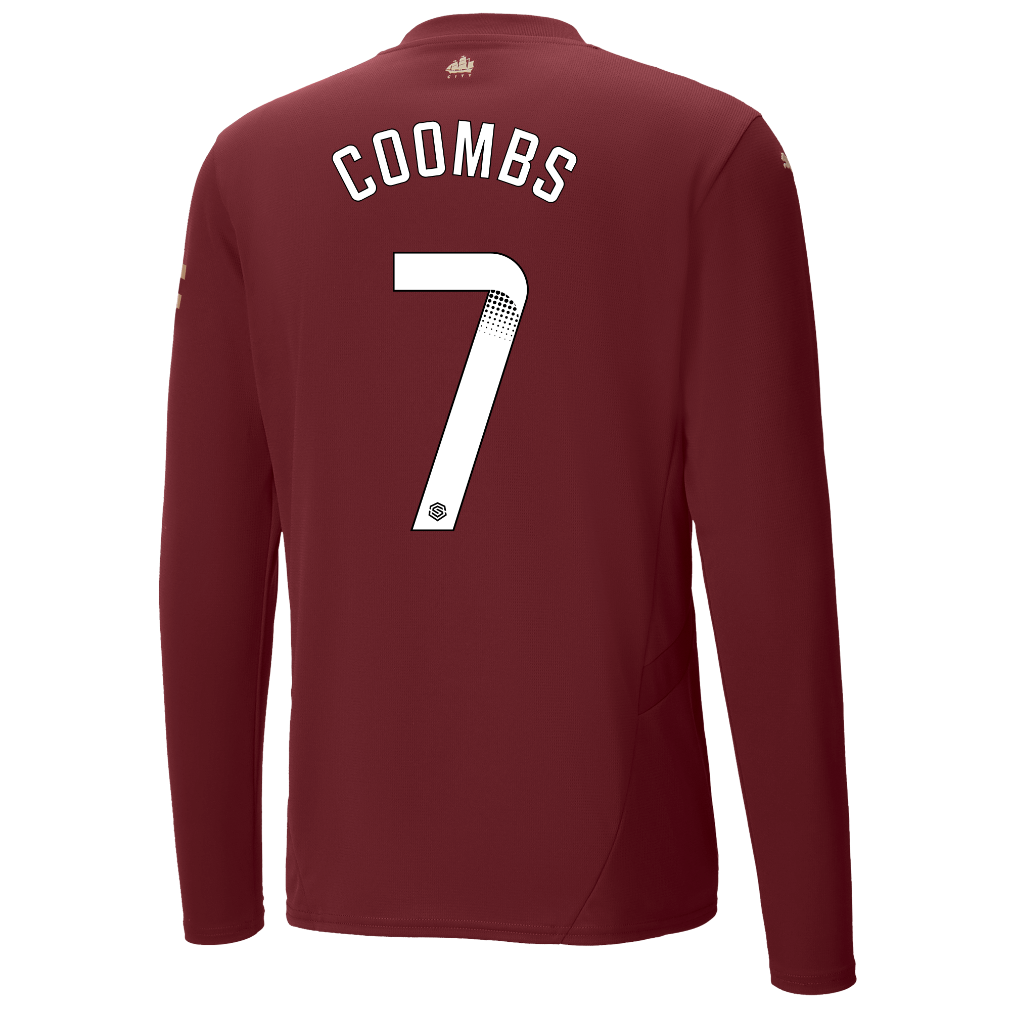 manchester city third jersey burgundy 202425 long sleeve with coombs 7 printing | Offizieller Manchester City Store