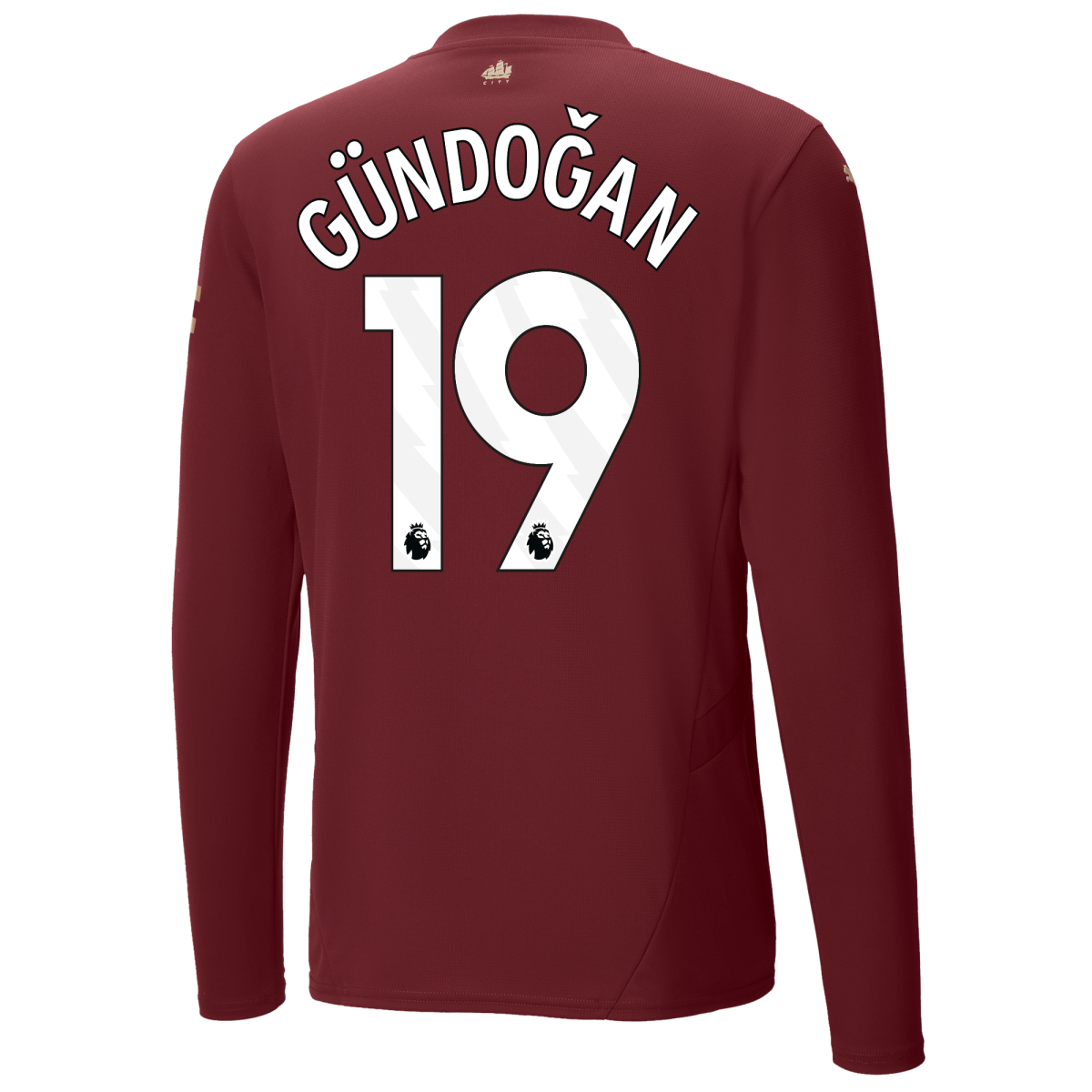 manchester city third jersey burgundy 202425 long sleeve with gÜndoĞan 19 printing | Offizieller Manchester City Store