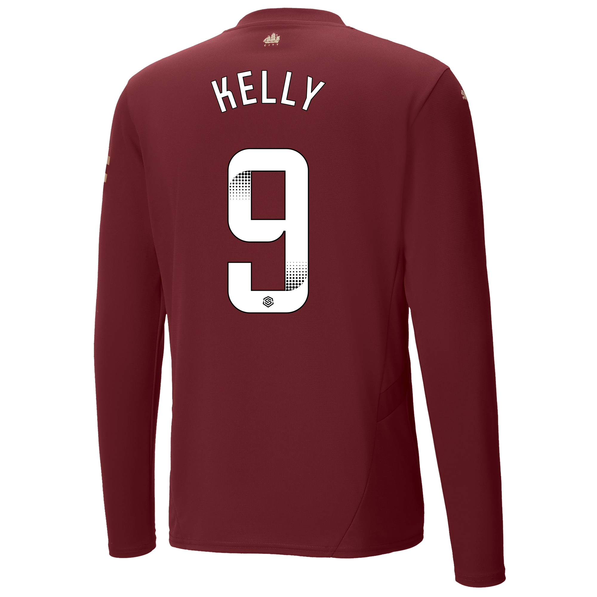 manchester city third jersey burgundy 202425 long sleeve with kelly 9 printing | Offizieller Manchester City Store