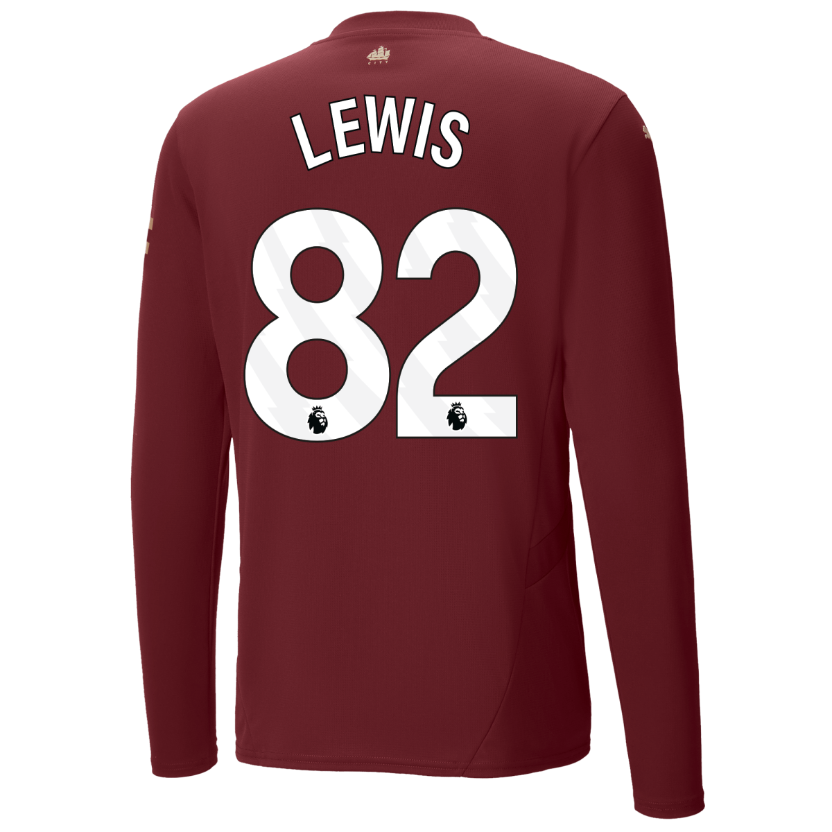manchester city third jersey burgundy 202425 long sleeve with lewis 82 printing | Offizieller Manchester City Store