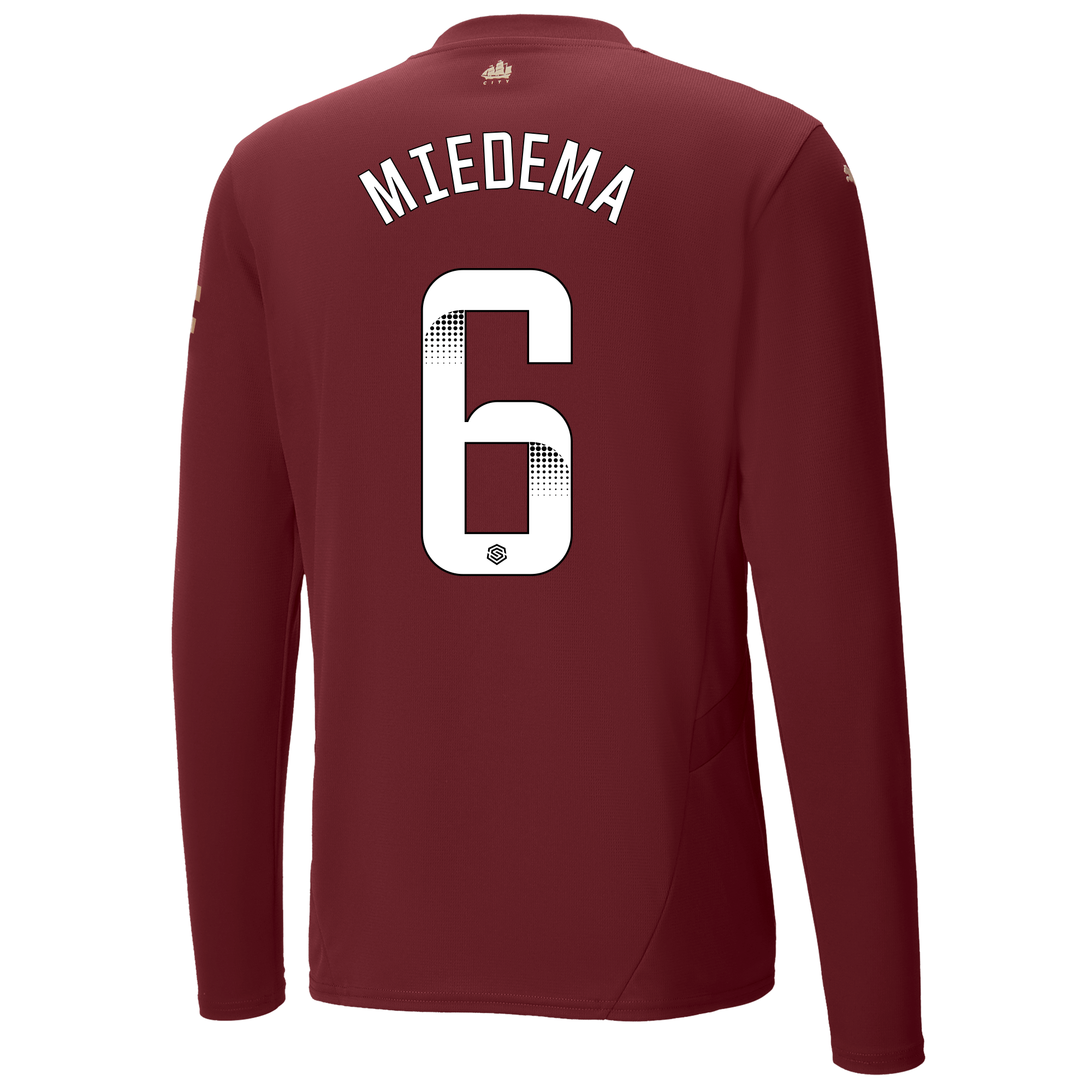 manchester city third jersey burgundy 202425 long sleeve with miedema 6 printing | Offizieller Manchester City Store