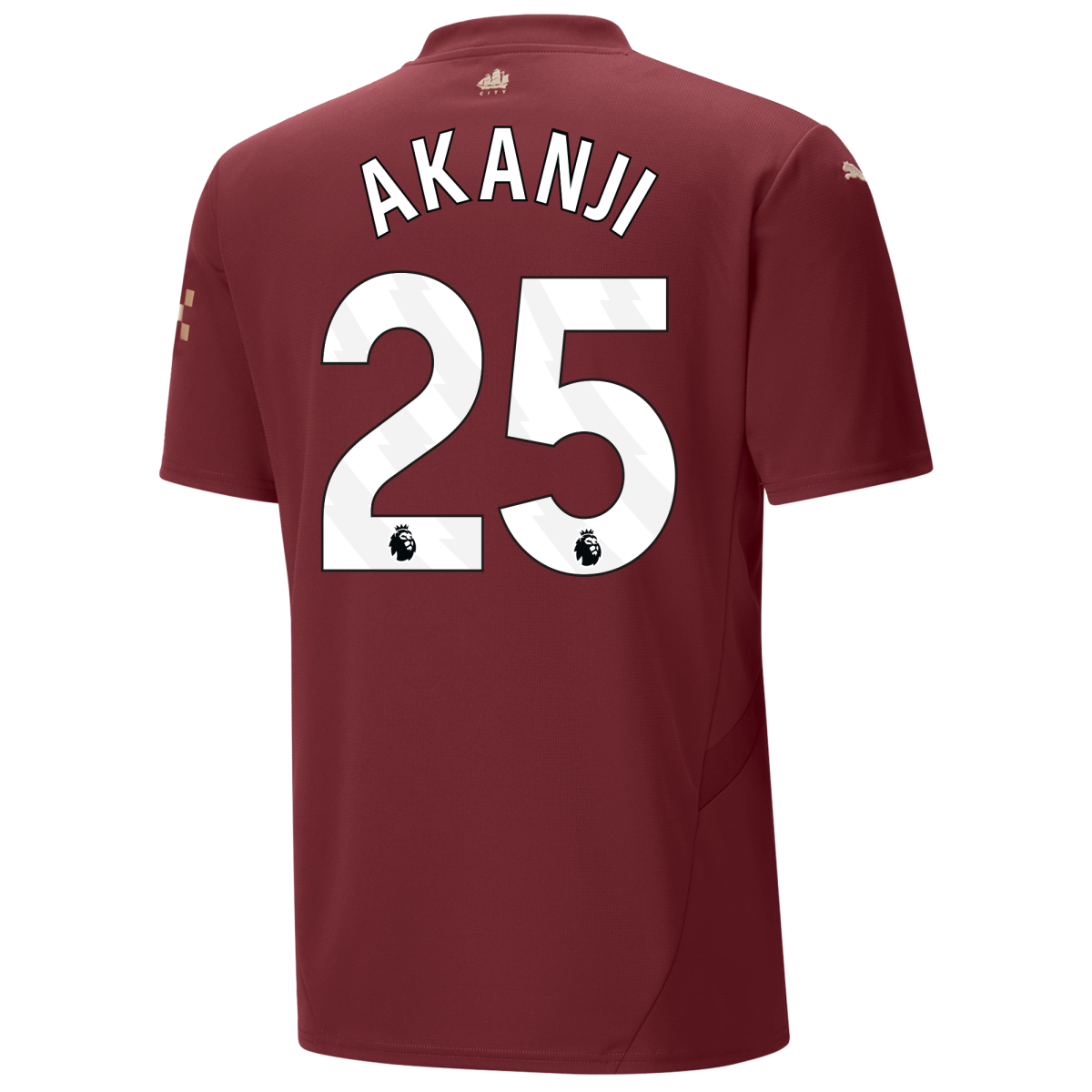 manchester city third jersey burgundy 202425 with akanji 25 printing | Offizieller Manchester City Store