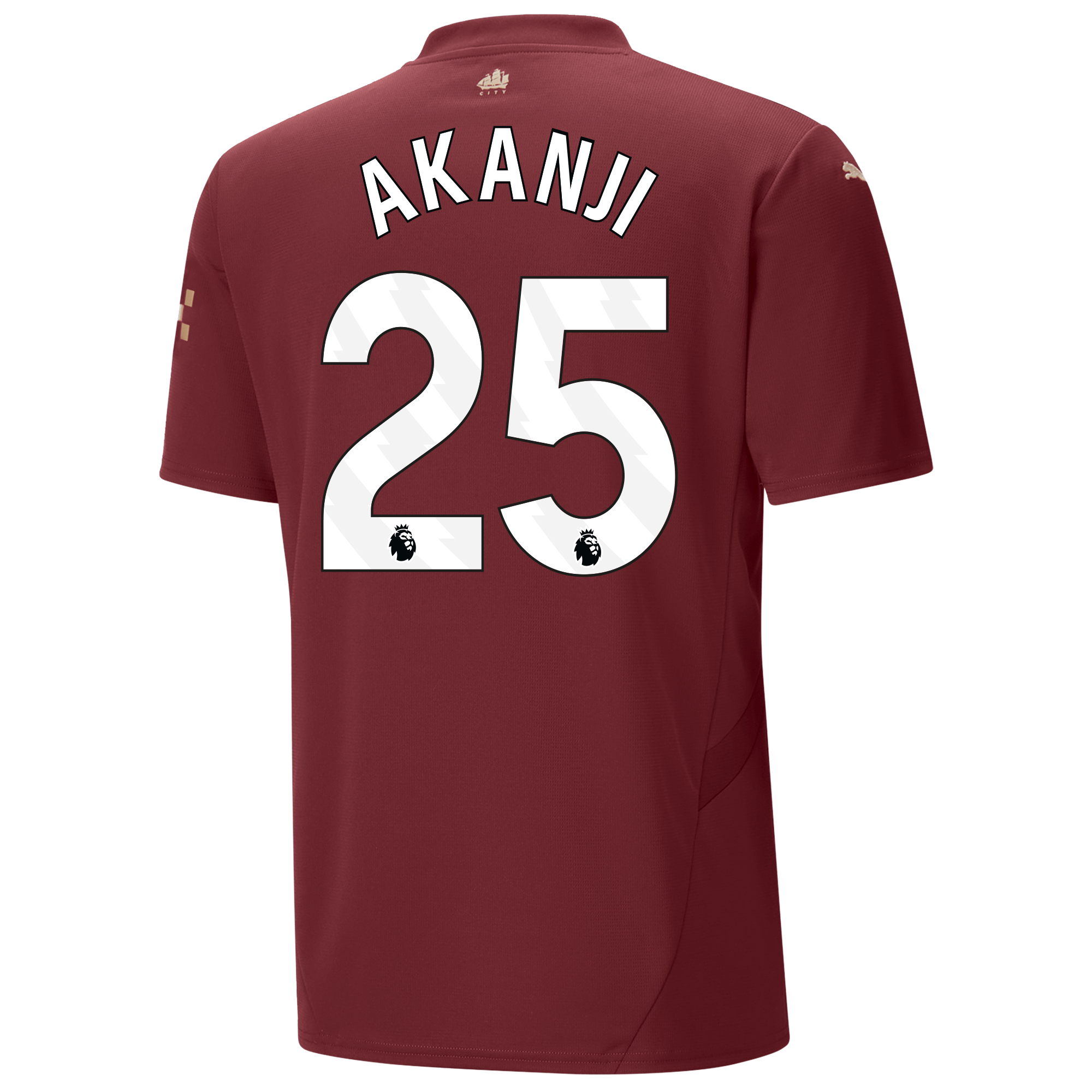 manchester city third jersey burgundy 202425 with akanji 25 printing | Offizieller Manchester City Store