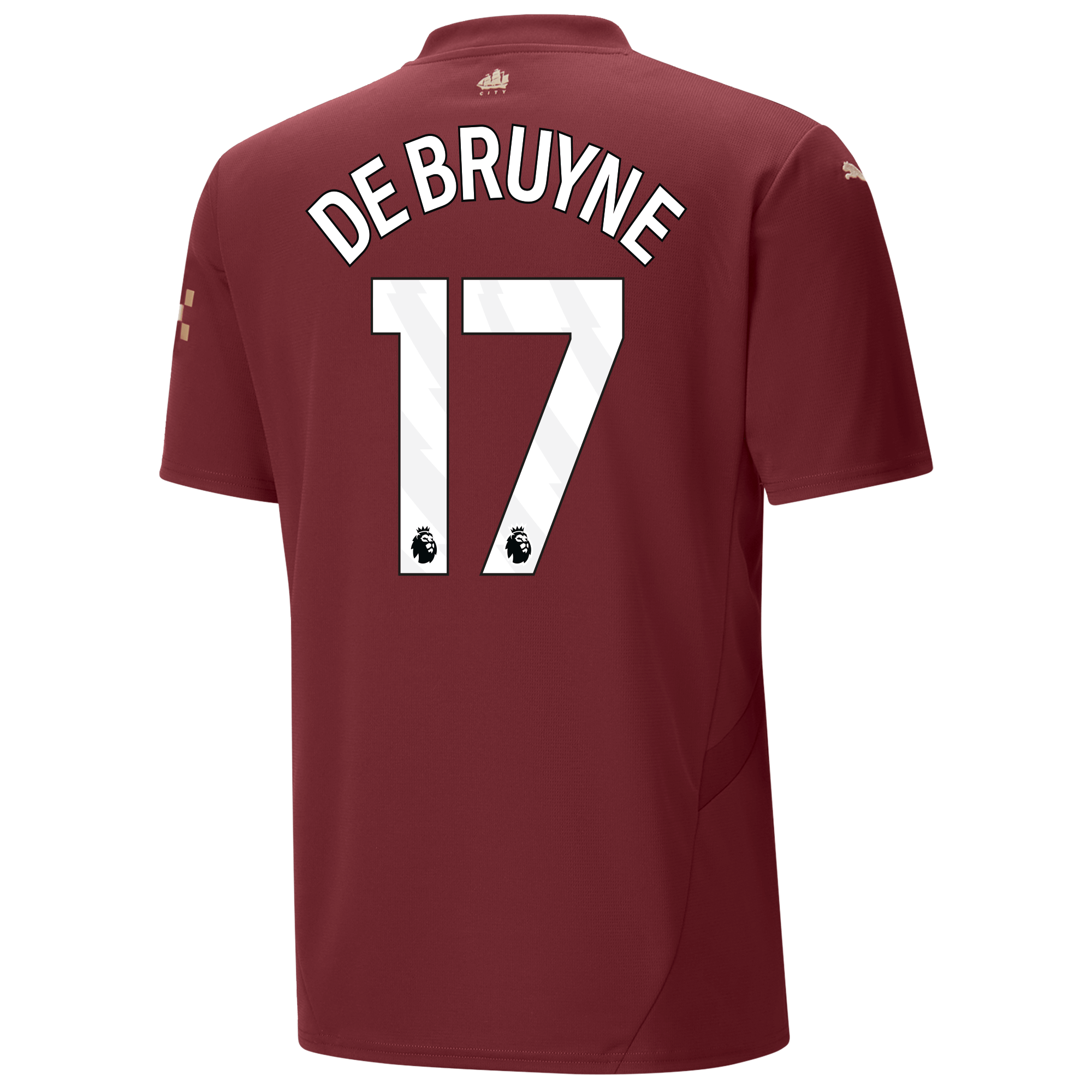 manchester city third jersey burgundy 202425 with de bruyne 17 printing | Offizieller Manchester City Store