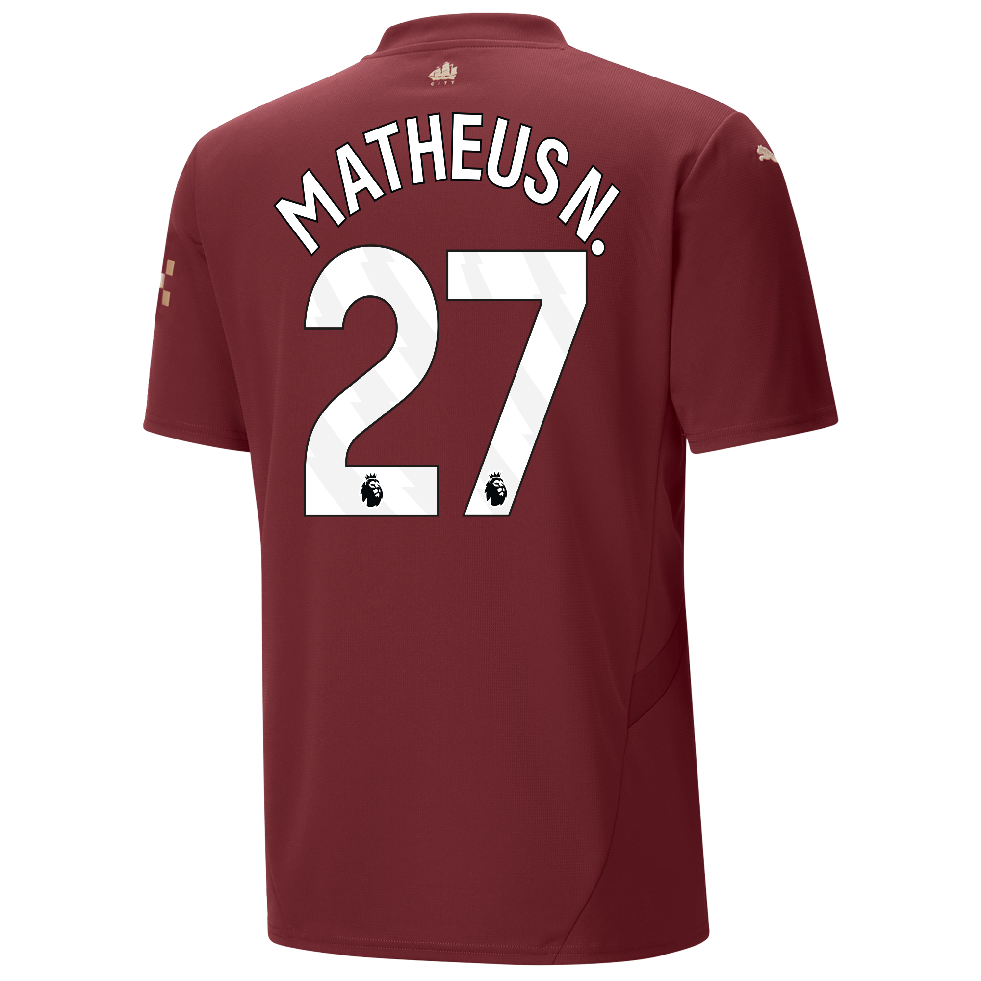 manchester city third jersey burgundy 202425 with matheus n. 27 printing | Offizieller Manchester City Store