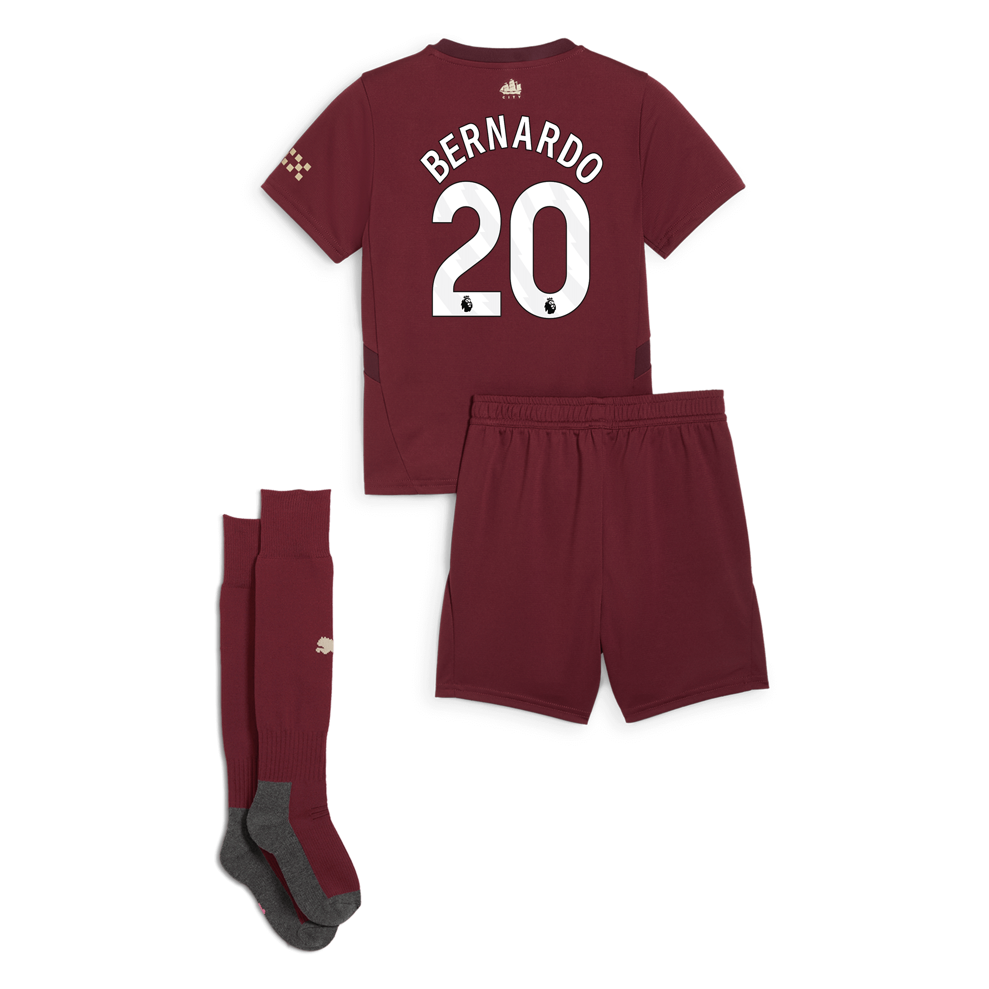 manchester city third mini kit burgundy 202425 with bernardo 20 printing | Offizieller Manchester City Store
