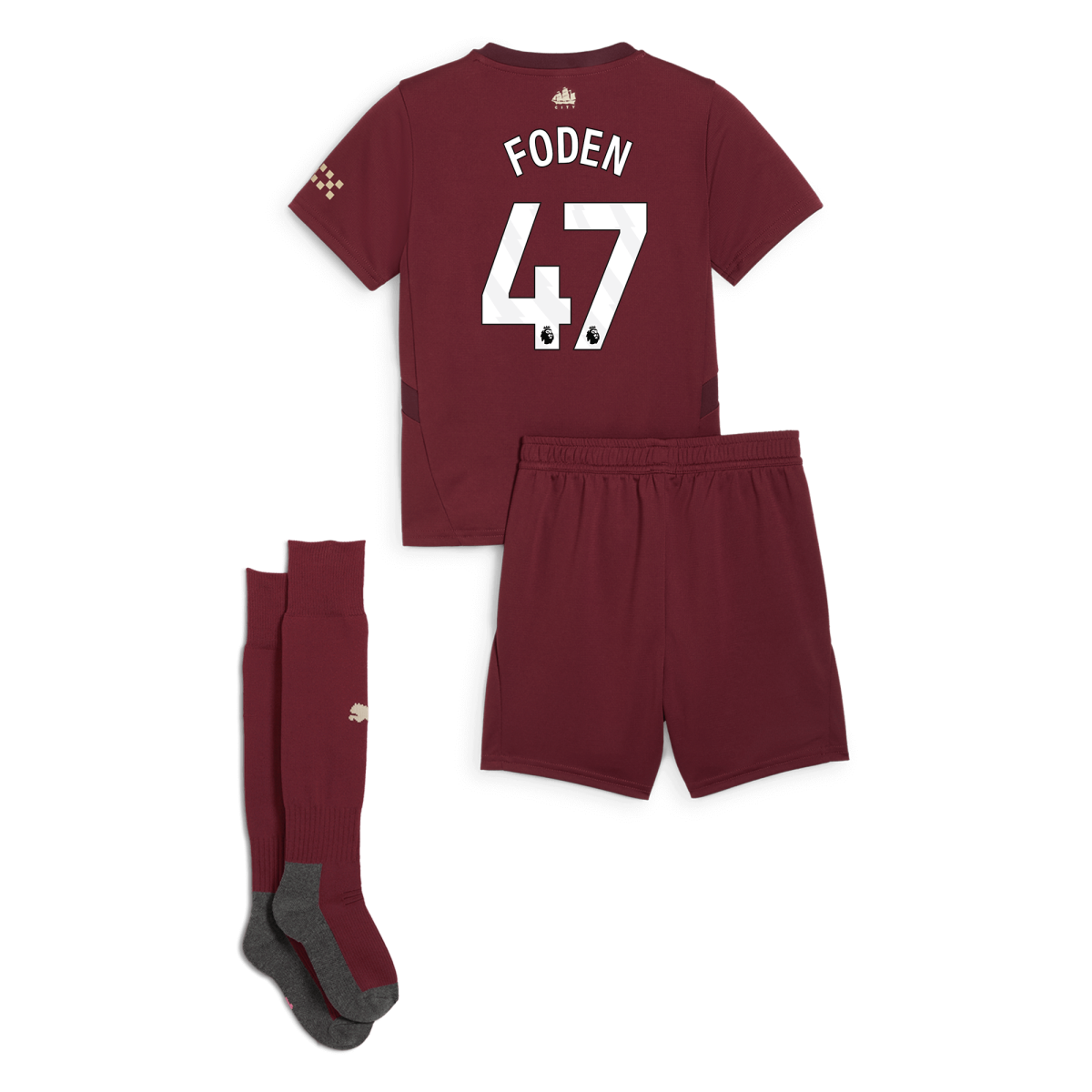 manchester city third mini kit burgundy 202425 with foden 47 printing | Offizieller Manchester City Store