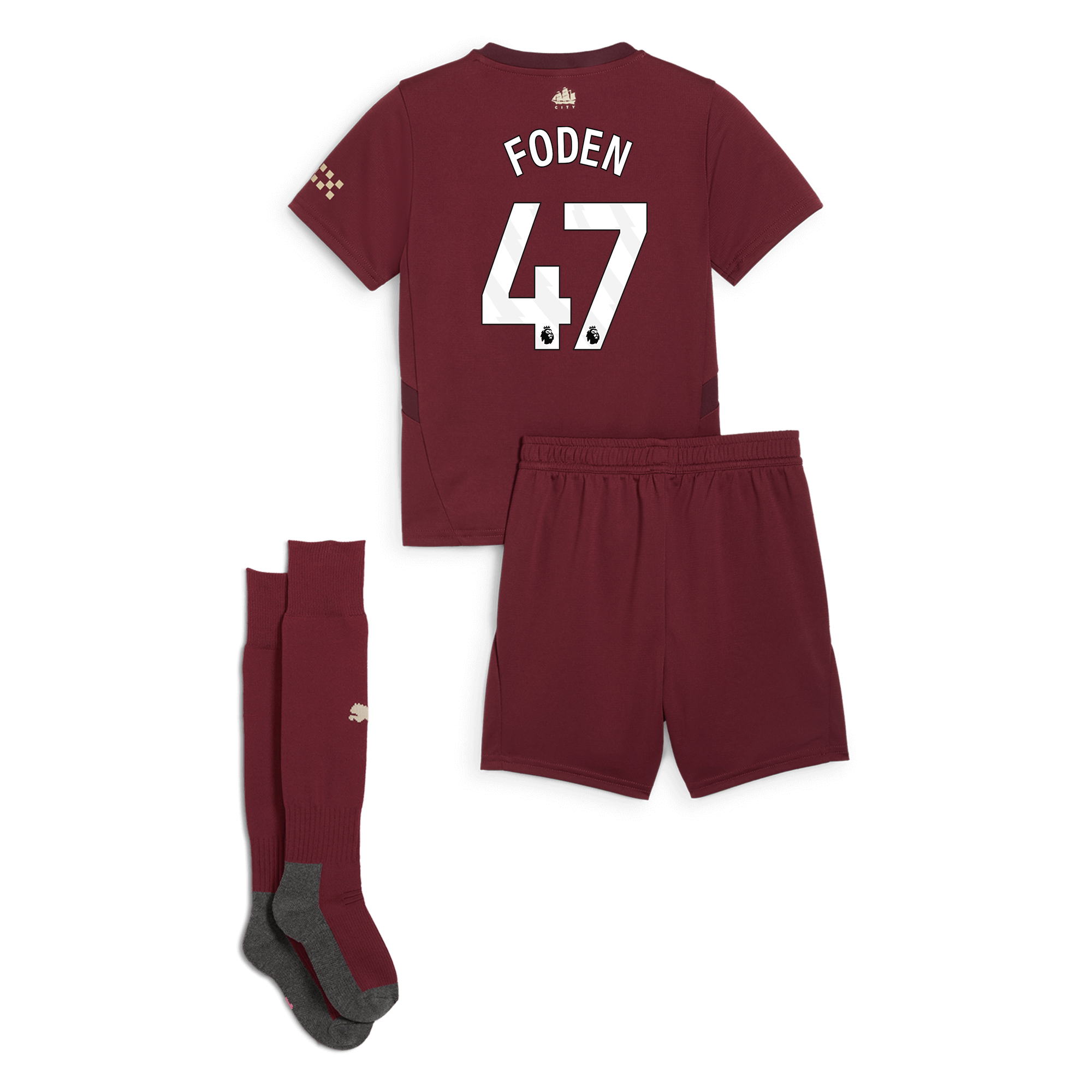 manchester city third mini kit burgundy 202425 with foden 47 printing | Offizieller Manchester City Store