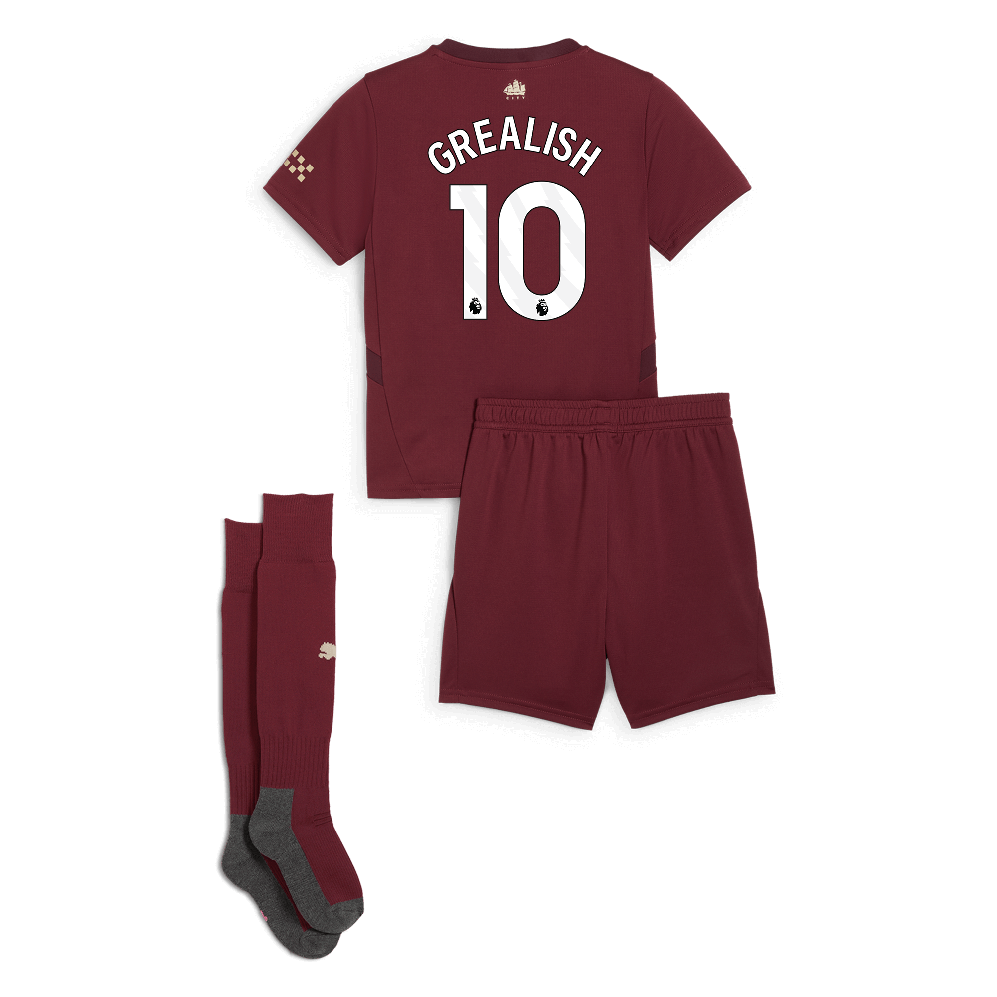 manchester city third mini kit burgundy 202425 with grealish 10 printing | Offizieller Manchester City Store