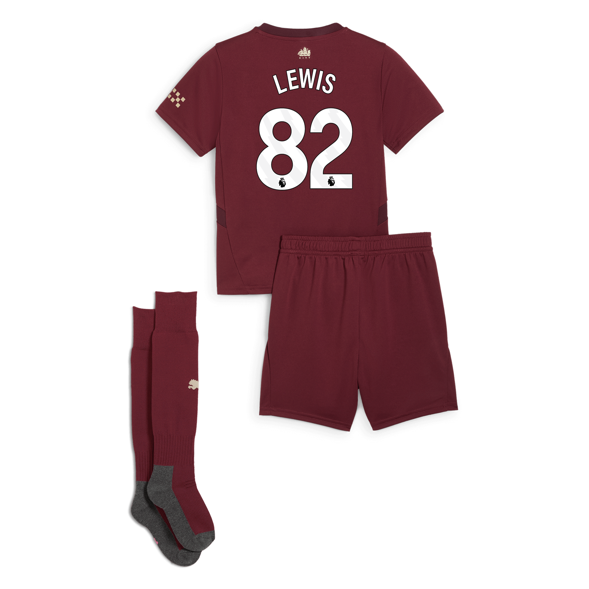manchester city third mini kit burgundy 202425 with lewis 82 printing | Offizieller Manchester City Store
