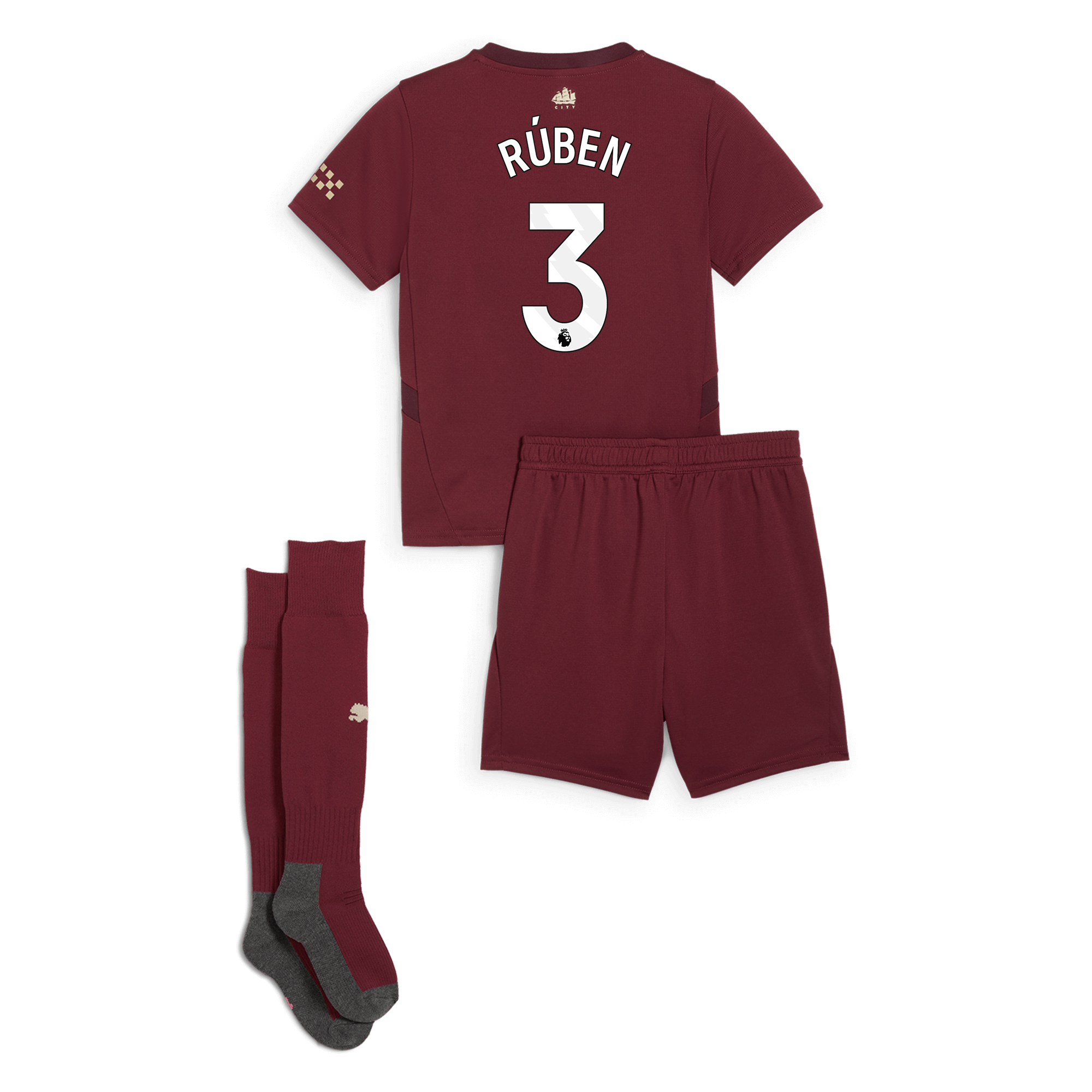 manchester city third mini kit burgundy 202425 with rÚben 3 printing | Offizieller Manchester City Store