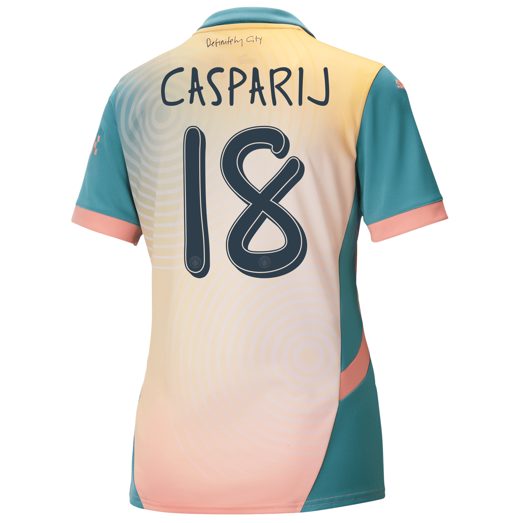 womens manchester city definitely city jersey pink 202425 with casparij 18 printing | Offizieller Manchester City Store