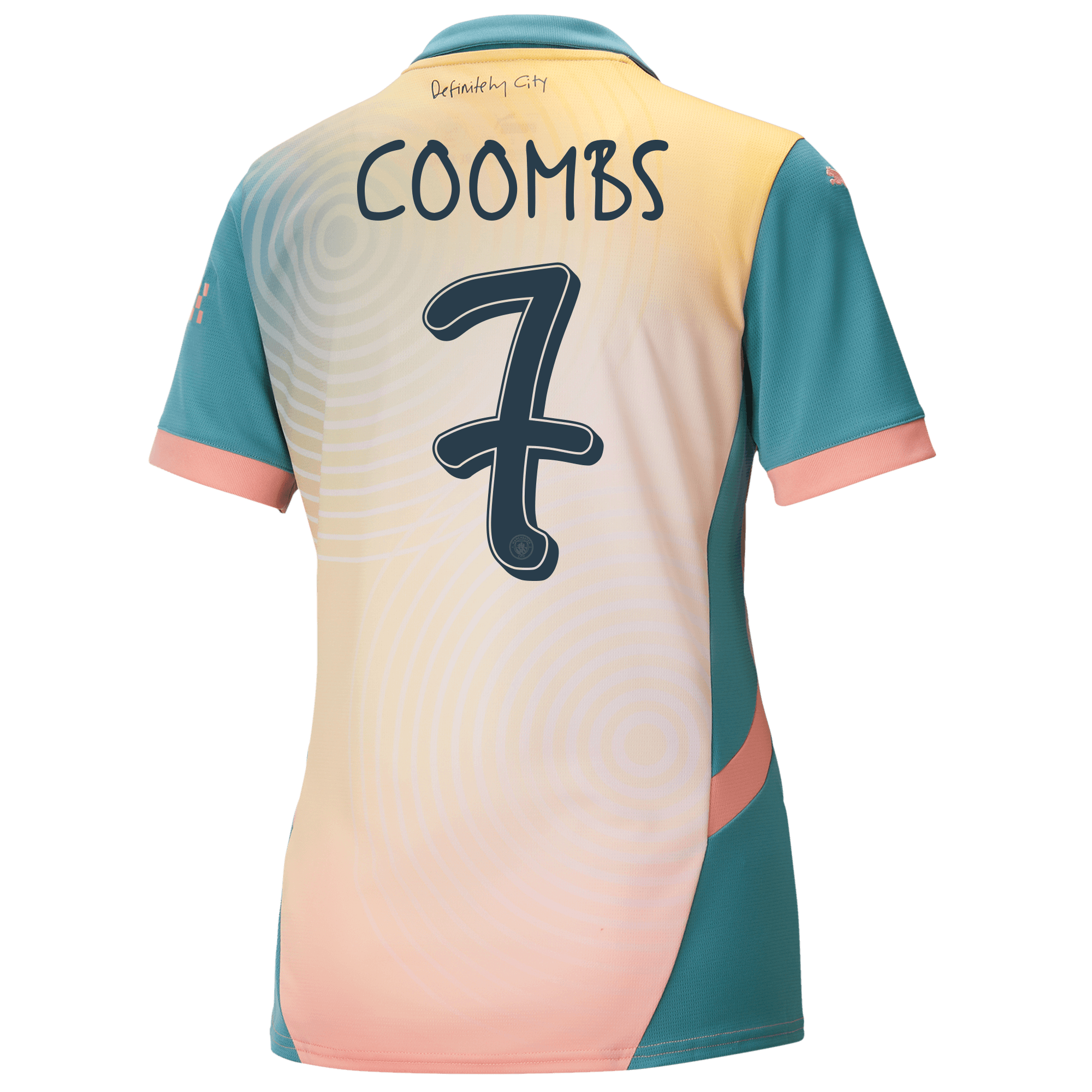 womens manchester city definitely city jersey pink 202425 with coombs 7 printing | Offizieller Manchester City Store