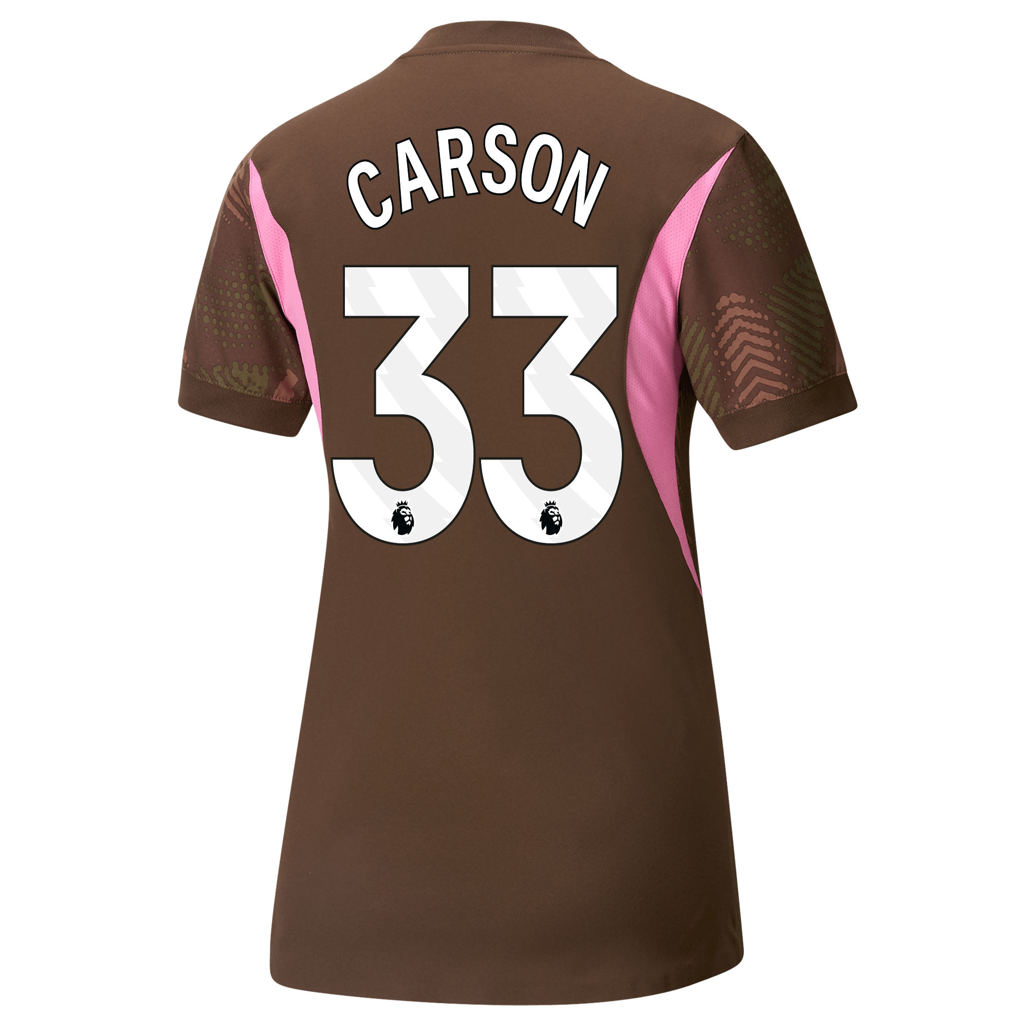 womens manchester city goalkeeper jersey brown-premierleague 202425 with carson 33 printing | Offizieller Manchester City Store