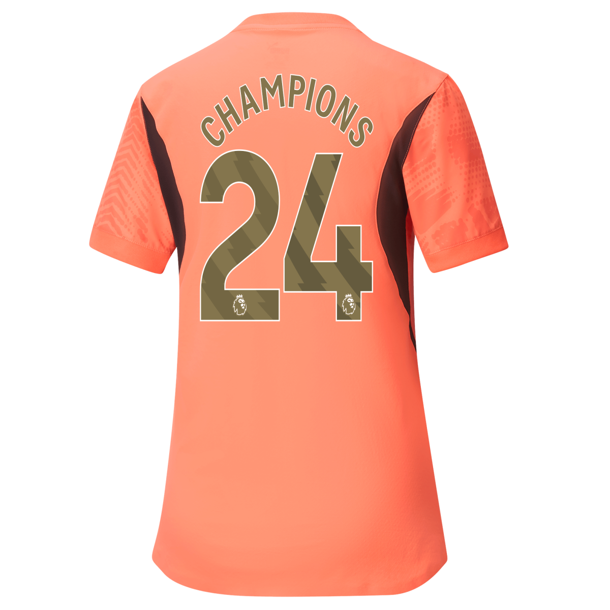 womens manchester city goalkeeper jersey orange 202425 with champions 24 printing | Offizieller Manchester City Store