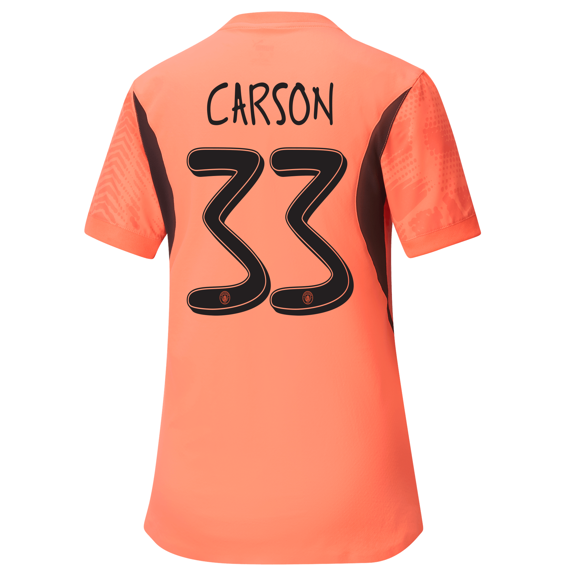 womens manchester city goalkeeper jersey orange-mancity 202425 with carson 33 printing | Offizieller Manchester City Store