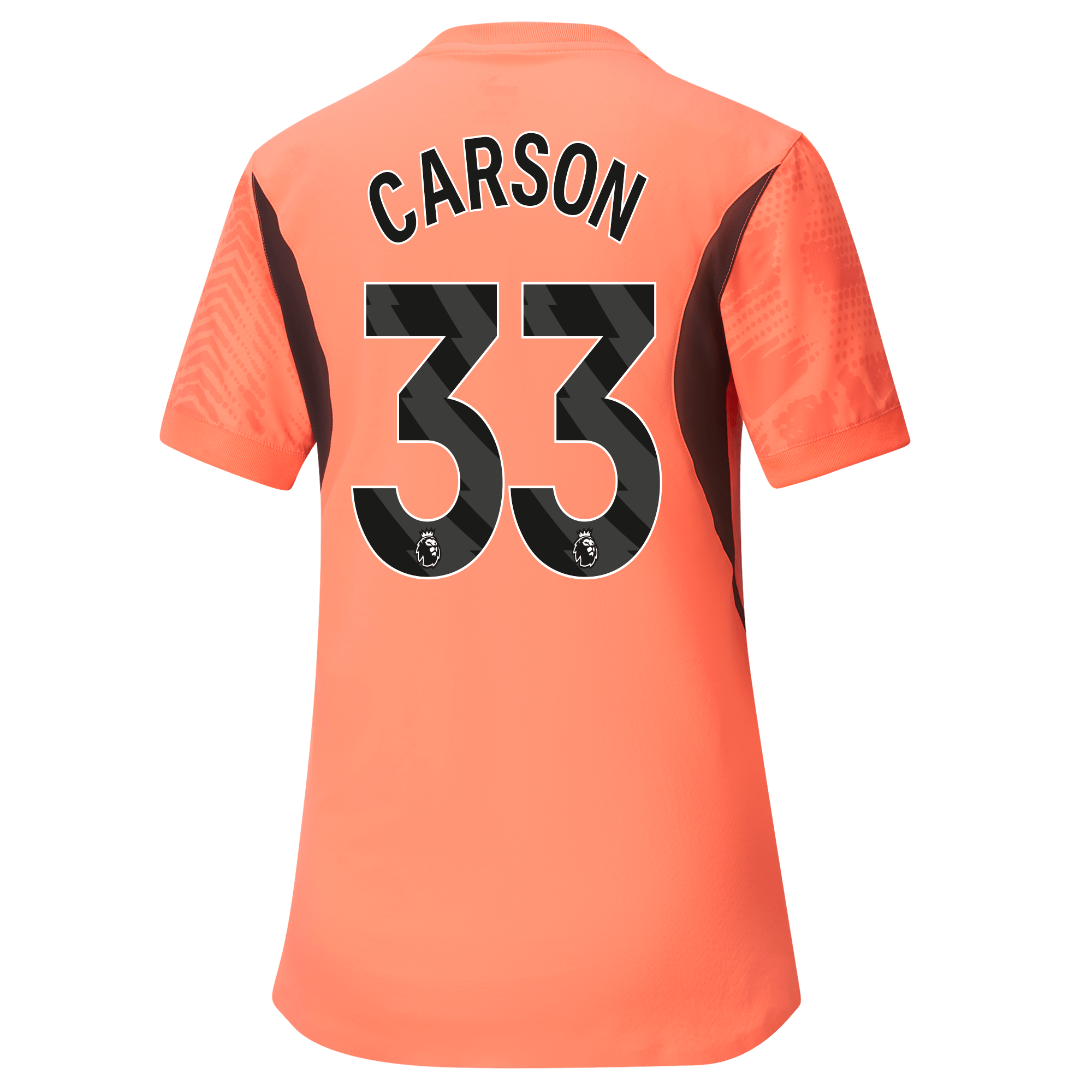 womens manchester city goalkeeper jersey orange-premierleague 202425 with carson 33 printing | Offizieller Manchester City Store